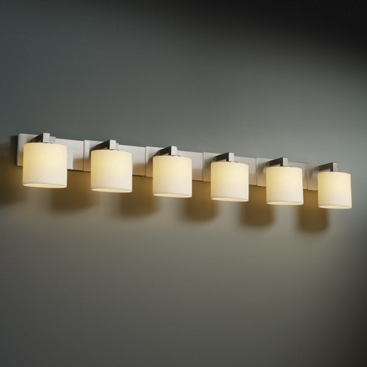 Justice Design CNDL-8926-14-CREM-NCKL-LED6-4200 CandleAria LED 55.5 inch Brushed Nickel Bath Bar Wall Light in 4200 Lm LED, Cream (CandleAria), Cylind