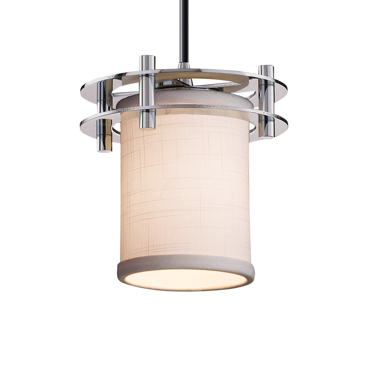 Justice Design FAB-8265-10-WHTE-CROM-BKCD-LED1-700 Justice Design Group Textile LED Pendant in Polished Chrome FAB-8265-10-WHTE-CROM-BKCD-LED1-700