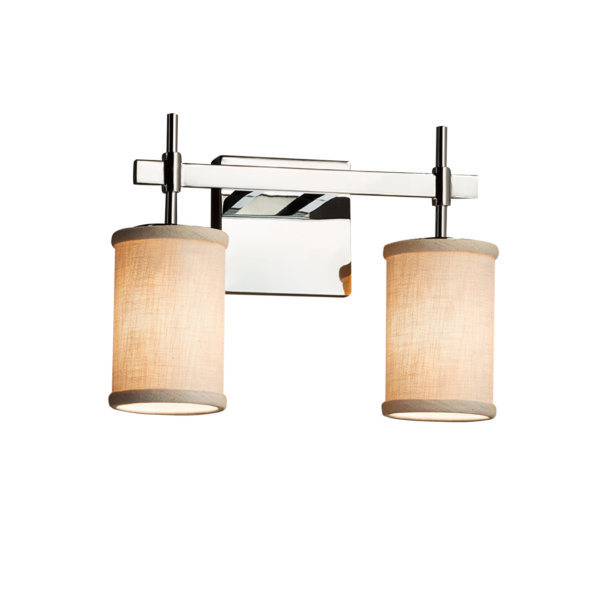 Justice Design FAB-8412-10-WHTE-CROM-LED2-1400 Textile LED 13 inch Polished Chrome Bath Vanity Light Wall Light in 1400 Lm LED, White, Cylinder with F