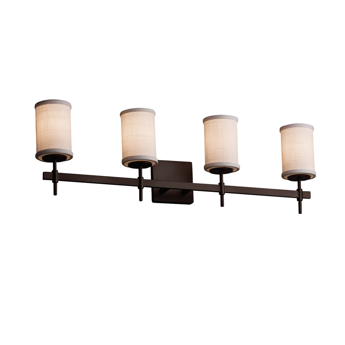 Justice Design FAB-8414-10-CREM-DBRZ Textile Vanity Light Wall Light in Dark Bronze, Cream, Cylinder with Flat Rim, Incandescent