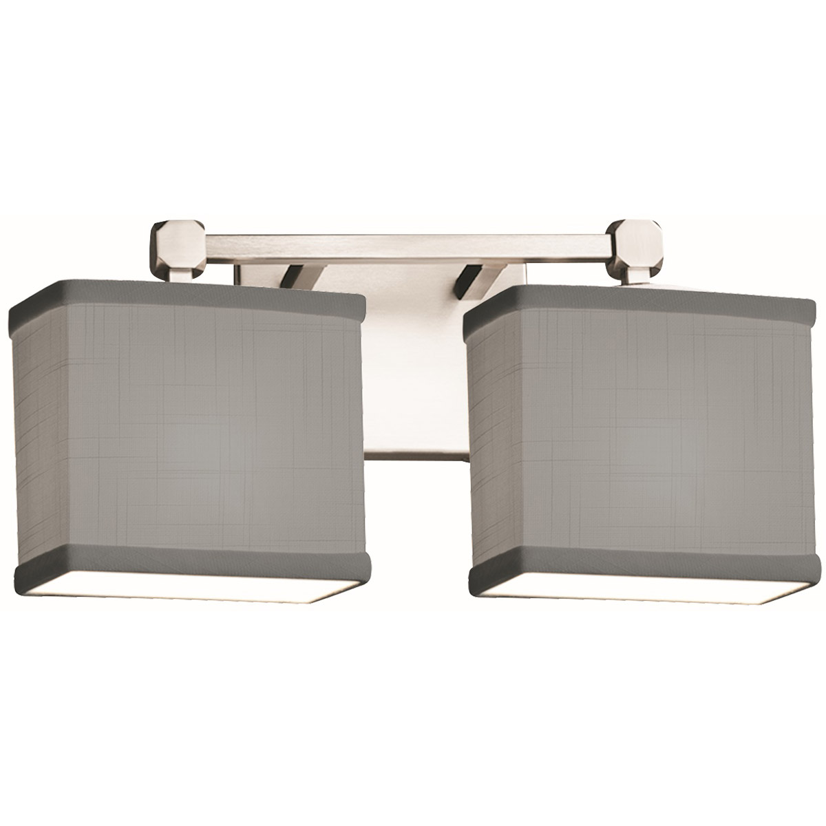 Justice Design FAB-8422-55-GRAY-CROM-LED2-1400 Textile LED 14.5 inch Polished Chrome Bath Bar Wall Light, Rectangle