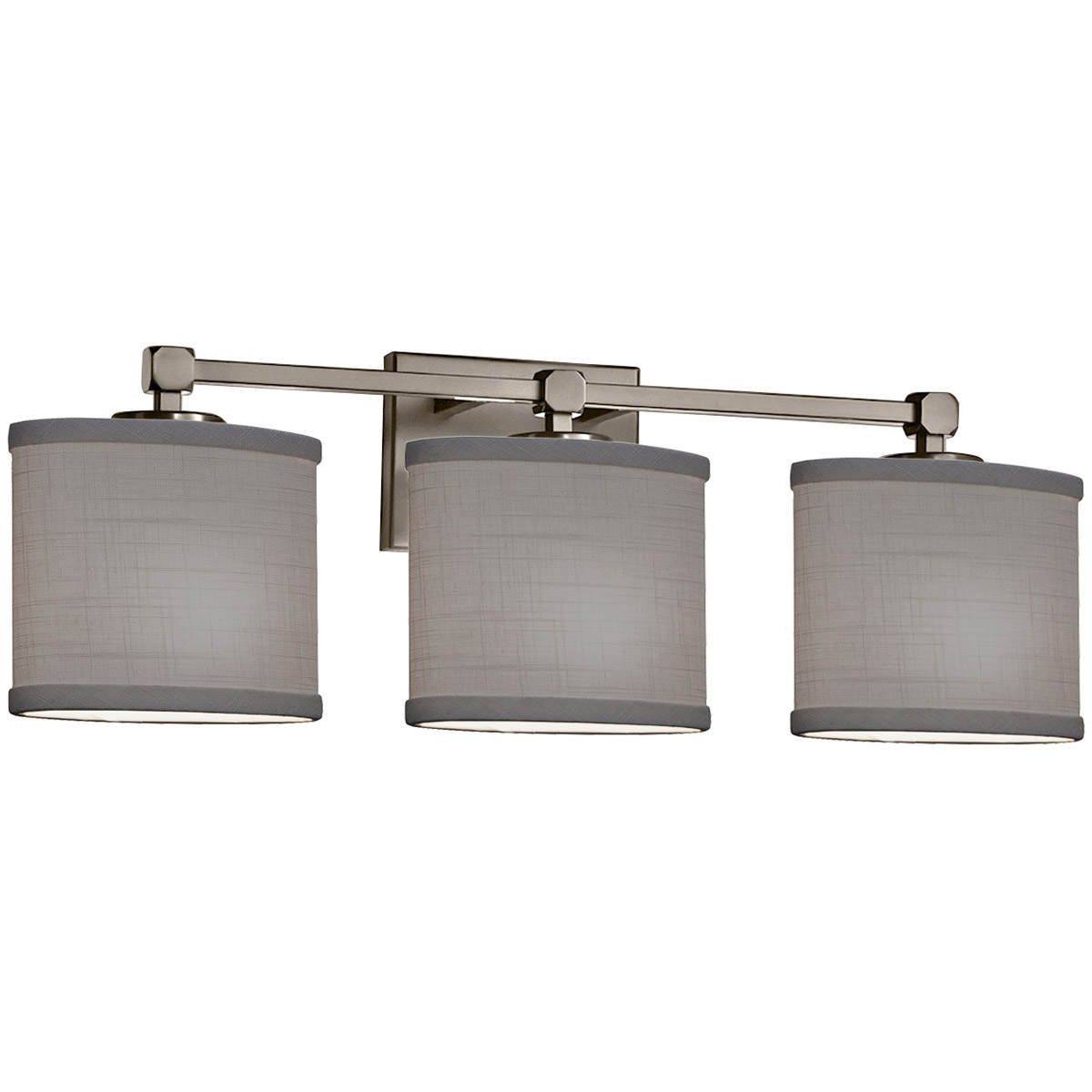 Justice Design FAB-8423-10-GRAY-CROM Textile 22 inch Polished Chrome Bath Bar Wall Light in Cylinder with Flat Rim, Incandescent, Gray