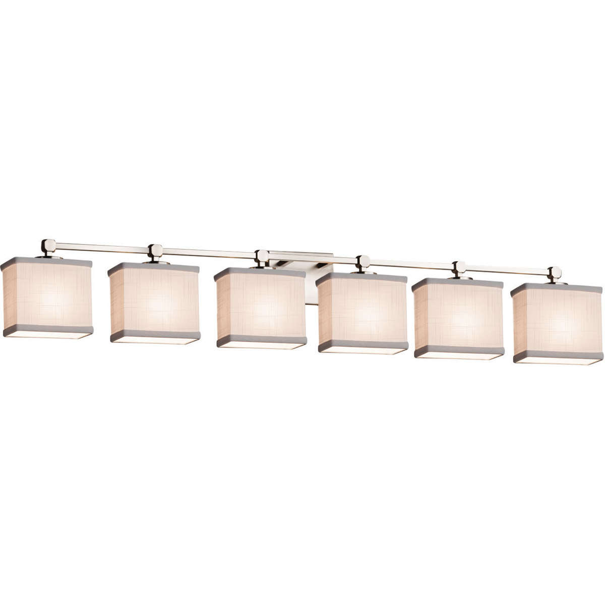 Justice Design FAB-8426-15-WHTE-DBRZ Textile 49 inch Dark Bronze Bath Bar Wall Light in LED, White, Square with Flat Rim, Tetra
