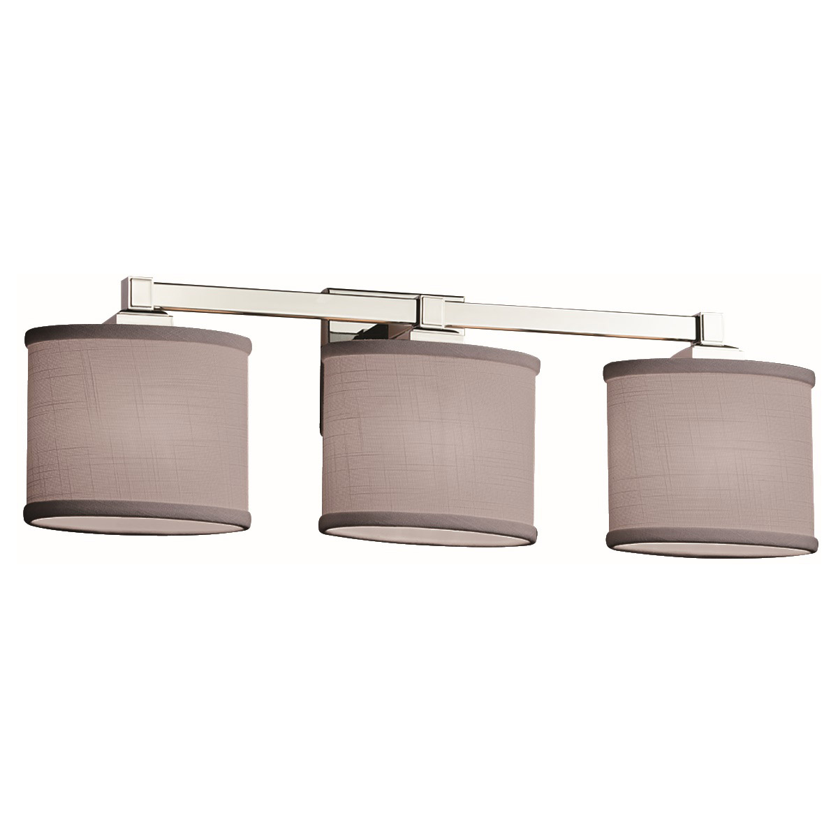 Justice Design FAB-8433-15-GRAY-MBLK Textile 22 inch Matte Black Bath Bar Wall Light in Square with Flat Rim, Incandescent, Gray