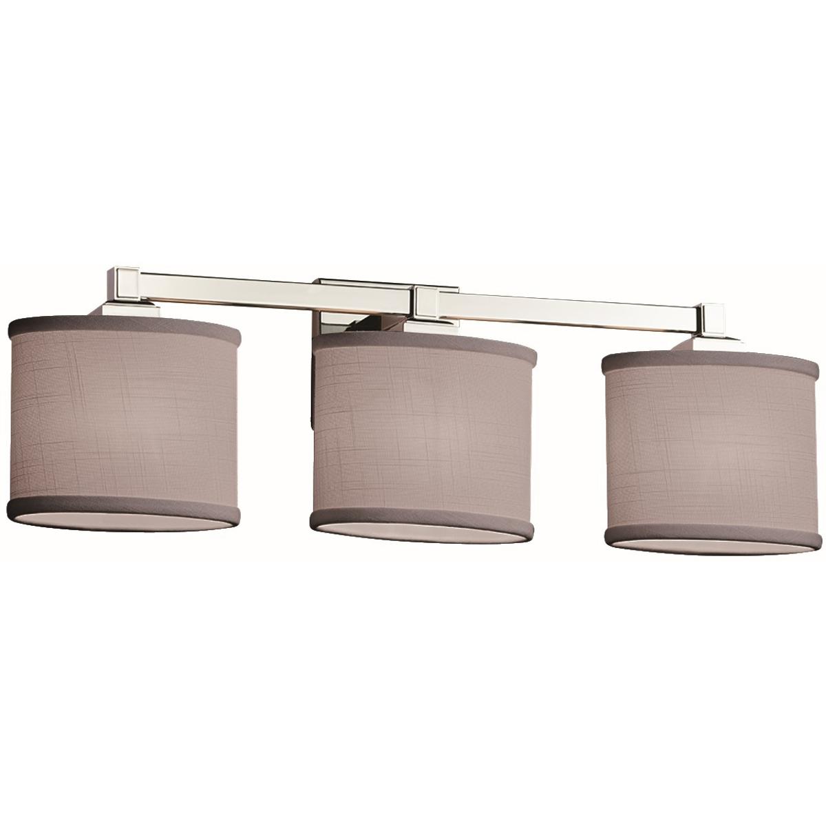 Justice Design FAB-8433-30-GRAY-CROM Textile 3 Light 24.5 inch Polished Chrome Bath Bar Wall Light in Oval, Incandescent, Gray, Oval