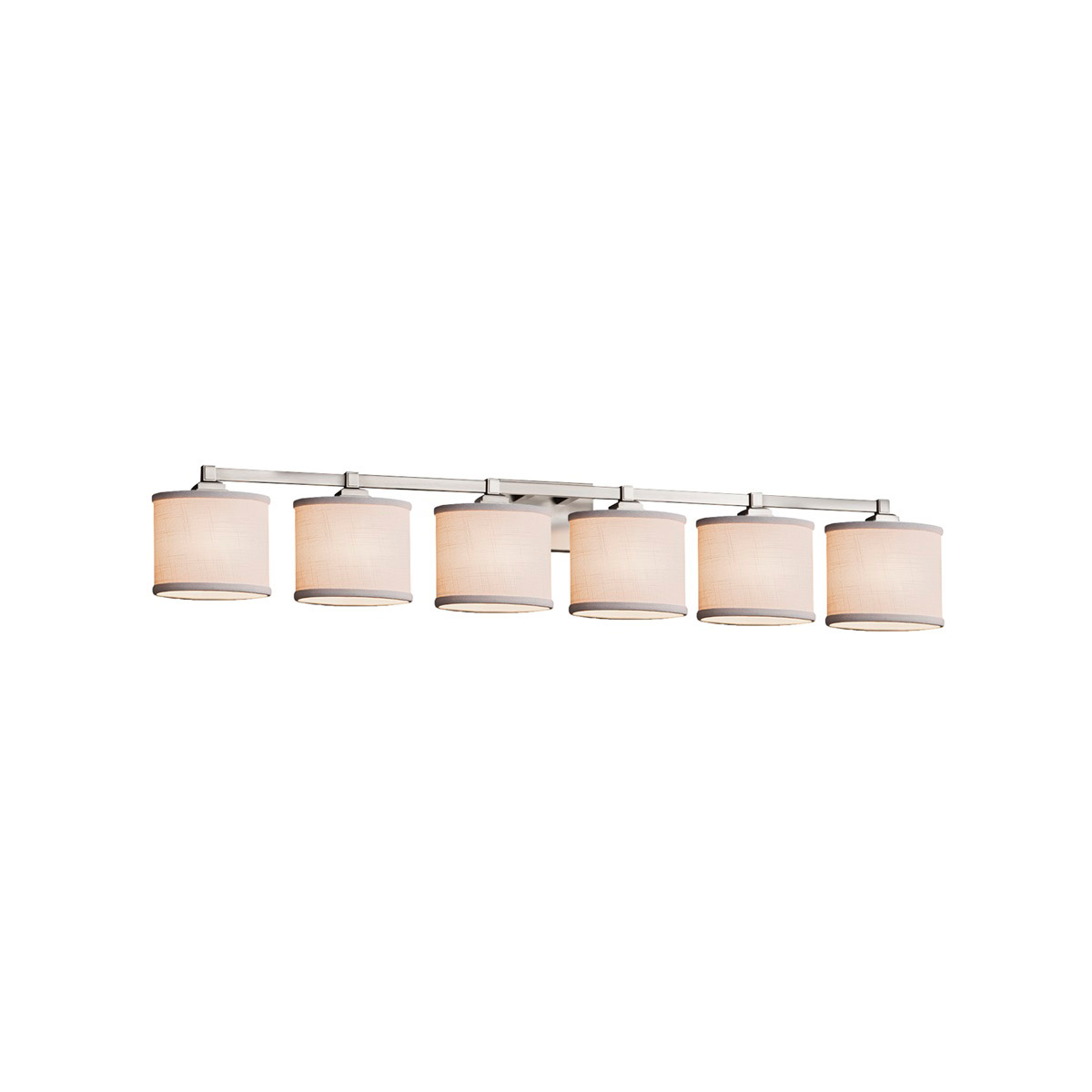 Justice Design FAB-8436-30-WHTE-CROM-LED6-4200 Textile LED 51.5 inch Polished Chrome Bath Bar Wall Light in 4200 Lm LED, White, Oval, Regency