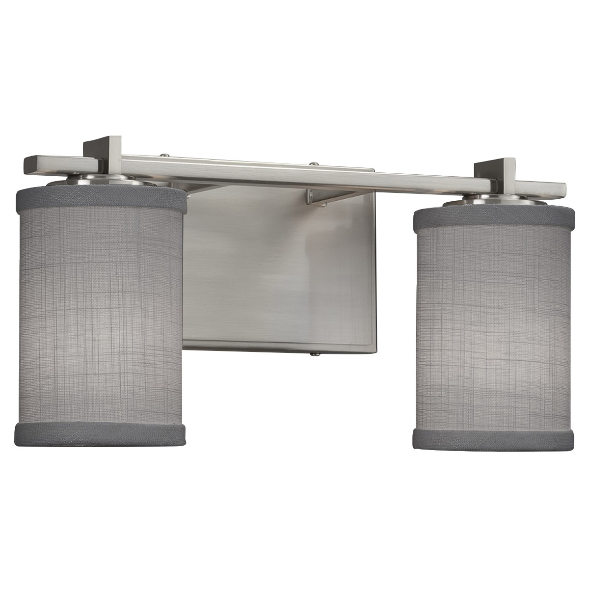 Justice Design FAB-8442-10-GRAY-MBLK Textile 14 inch Matte Black Bath Bar Wall Light in Cylinder with Flat Rim, Incandescent, Gray