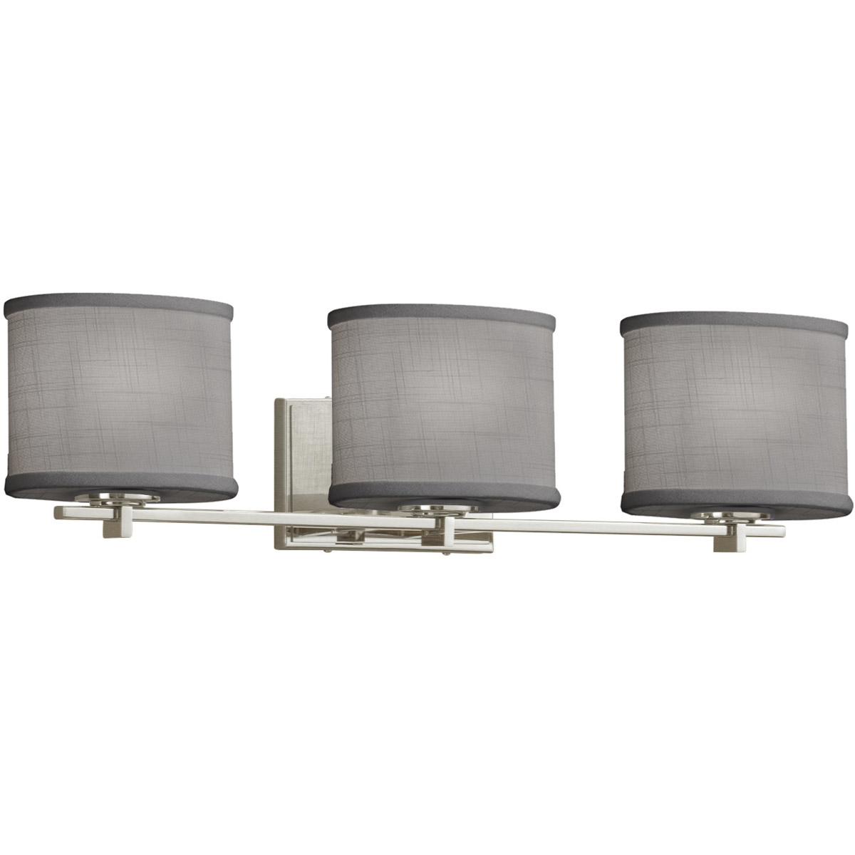 Justice Design FAB-8443-30-CREM-BRSS Textile 26.75 inch Brushed Brass Bath Bar Wall Light in Cream, Oval, Incandescent