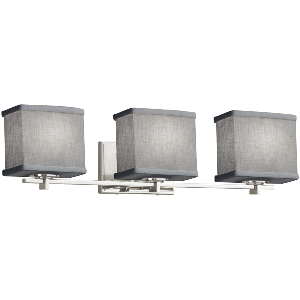 Justice Design FAB-8443-55-GRAY-CROM-LED3-2100 Textile LED 25.75 inch Polished Chrome Bath Bar Wall Light, Rectangle
