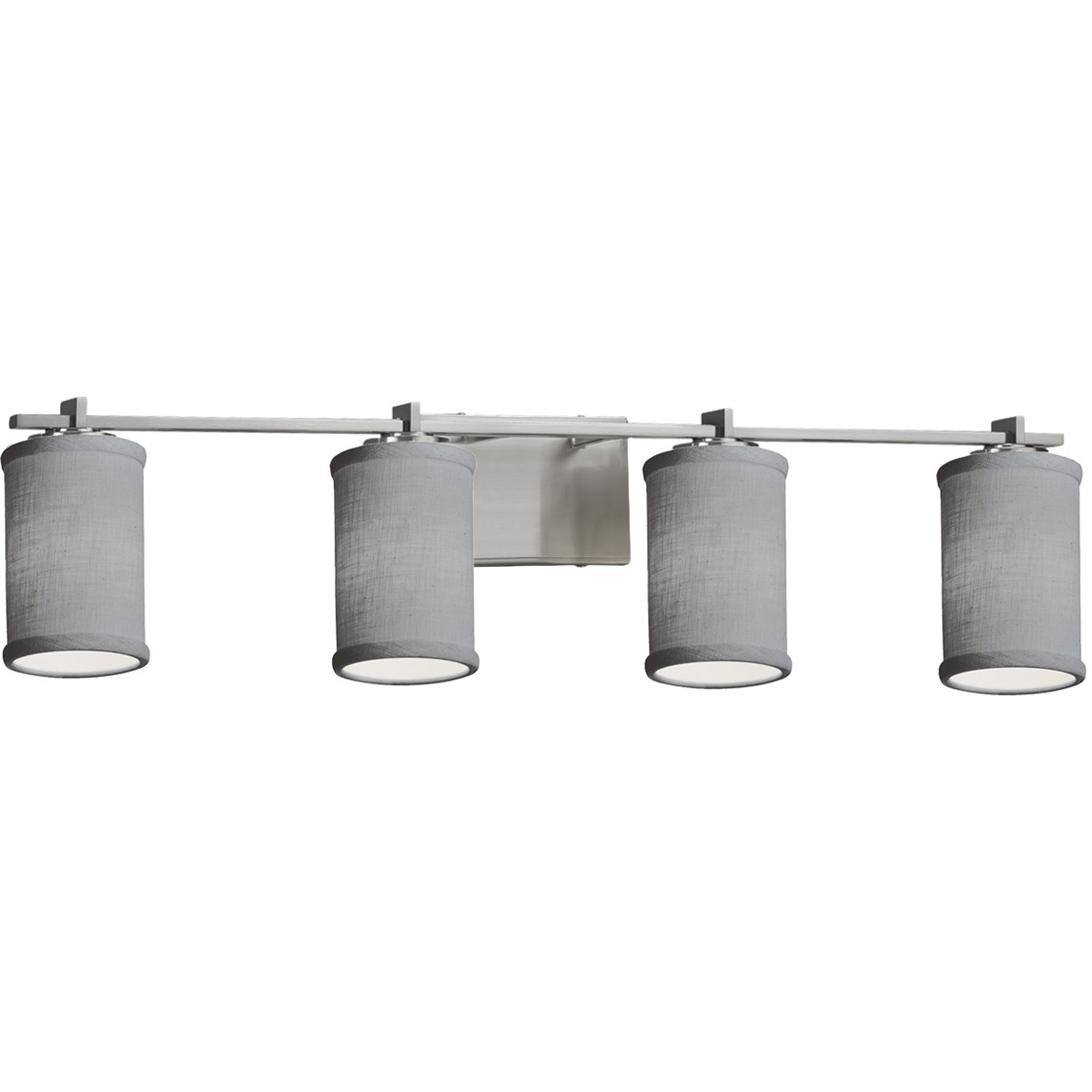Justice Design FAB-8444-15-WHTE-CROM Textile 34.25 inch Polished Chrome Bath Bar Wall Light in LED, White, Square with Flat Rim, Era
