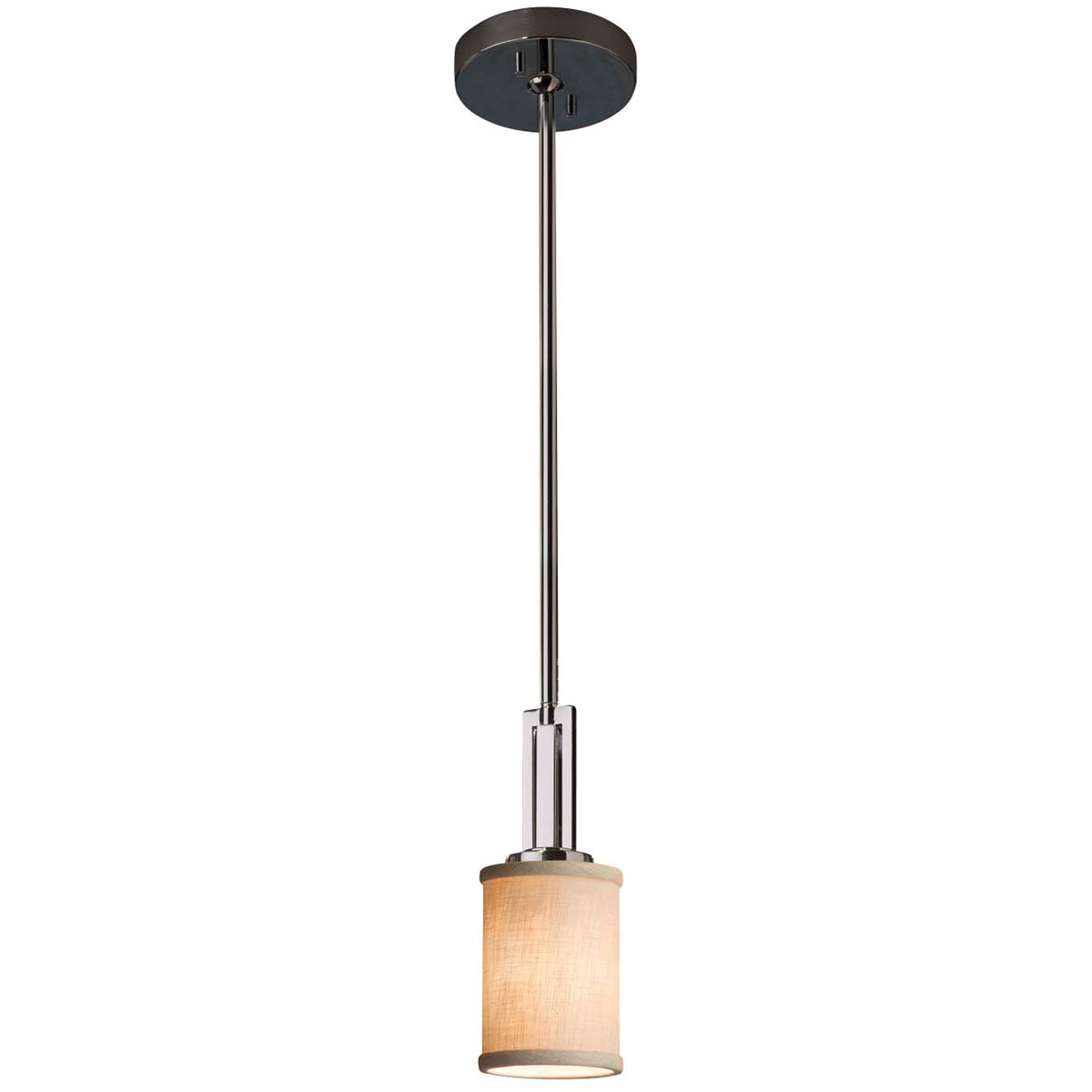 Justice Design FAB-8445-15-CREM-MBLK Textile Pendant Ceiling Light in Matte Black, Cream, Square with Flat Rim, Incandescent