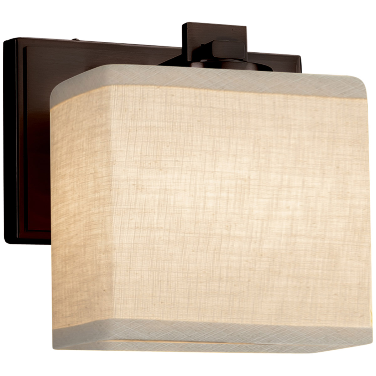 Justice Design FAB-8447-55-CREM-DBRZ Textile Wall Sconce Wall Light in LED, Dark Bronze, Cream, Rectangle
