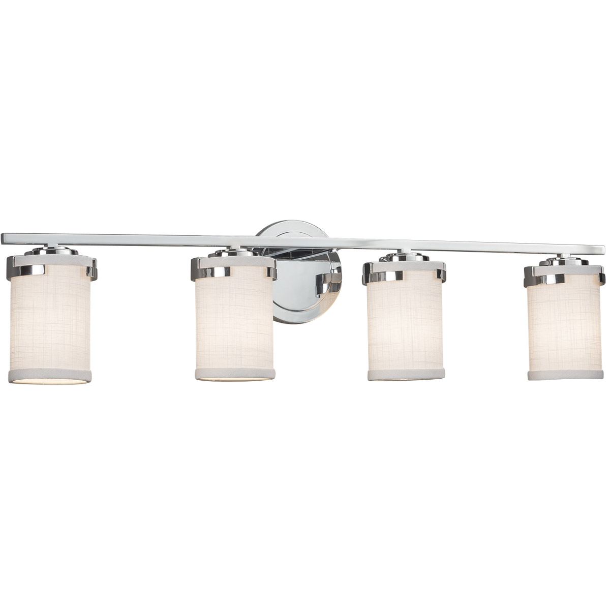 Justice Design FAB-8454-10-WHTE-CROM Textile 31.5 inch Polished Chrome Bath Bar Wall Light in LED, White, Atlas