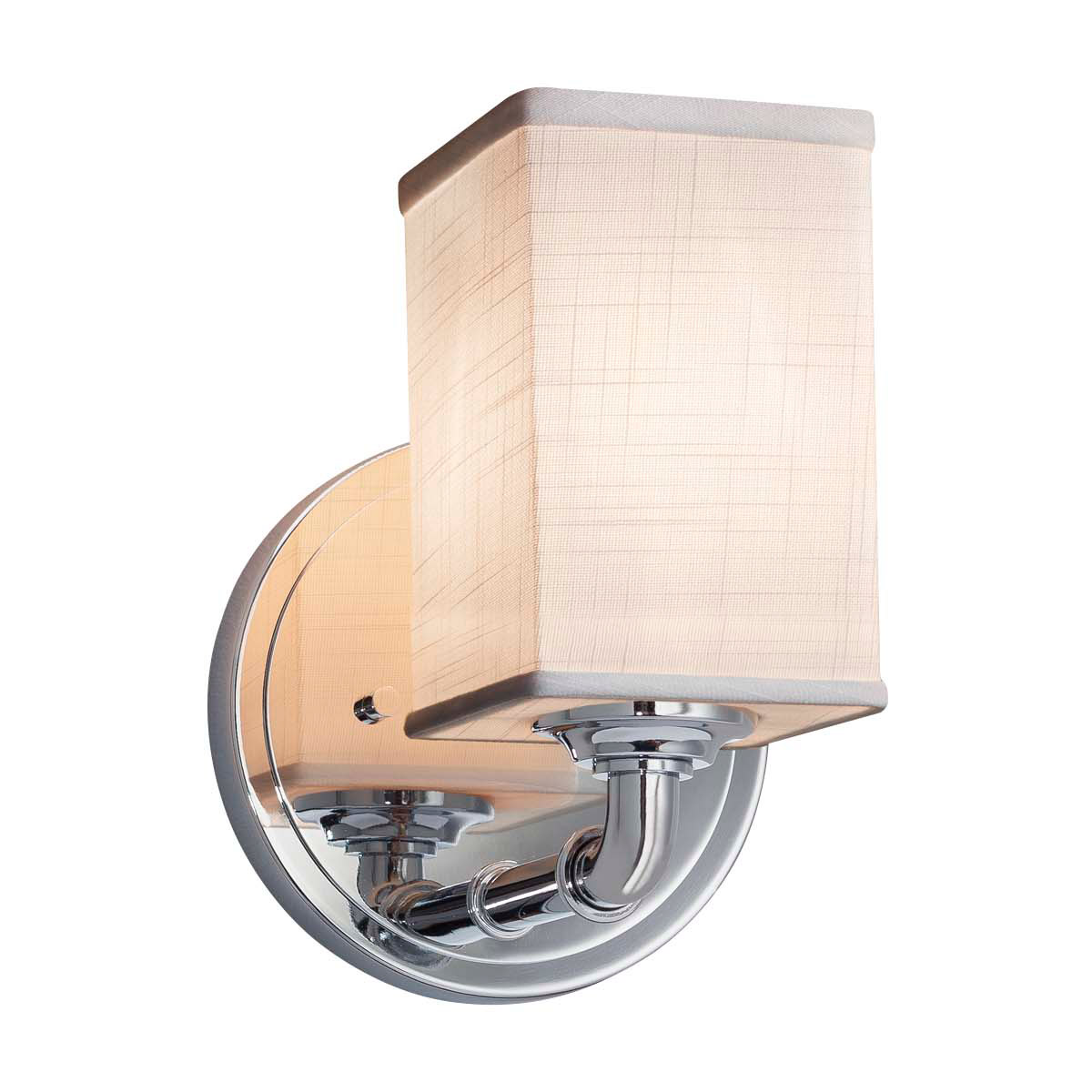 Justice Design FAB-8461-10-CREM-CROM Textile 1 Light 6 inch Polished Chrome Wall Sconce Wall Light in Cream, Cylinder with Flat Rim, Incandescent