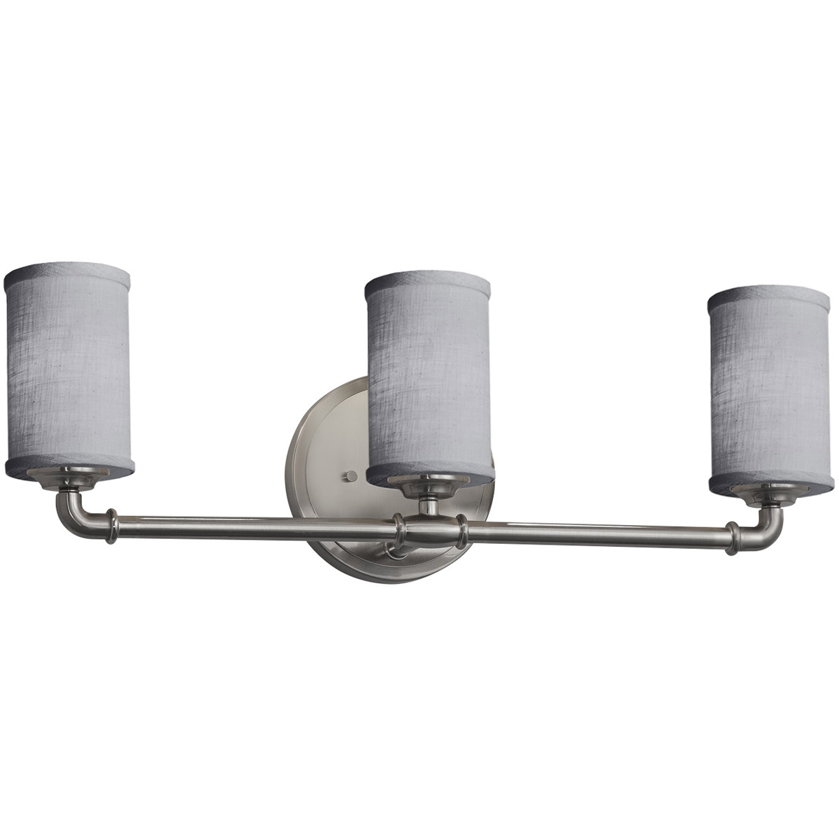 Justice Design FAB-8463-10-GRAY-NCKL-LED3-2100 Textile LED 23.75 inch Brushed Nickel Bath Bar Wall Light, Cylinder w/ Flat Rim
