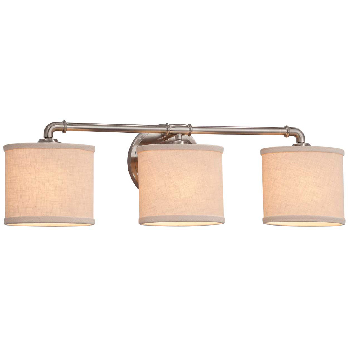Justice Design FAB-8463-30-CREM-NCKL Textile 3 Light 26.25 inch Brushed Nickel Bath Bar Wall Light in Cream, Oval, Incandescent
