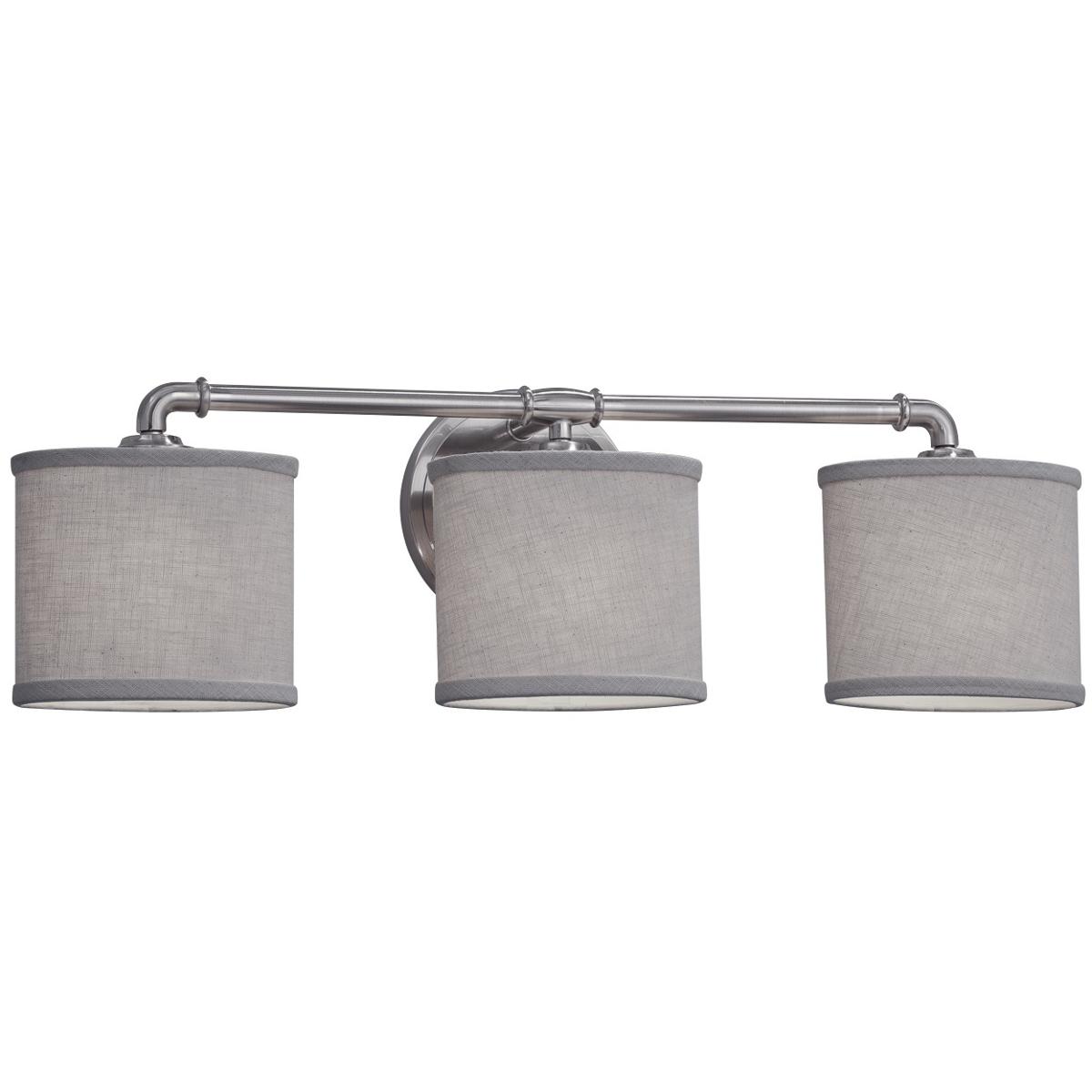 Justice Design FAB-8463-30-GRAY-NCKL Textile 3 Light 26.25 inch Brushed Nickel Bath Bar Wall Light in Oval, Incandescent, Gray, Oval