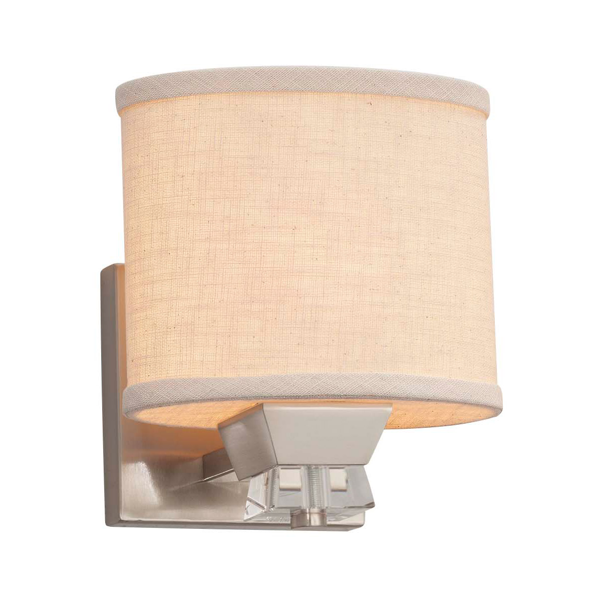 Justice Design FAB-8471-10-CREM-MBLK Textile 1 Light 4.75 inch Matte Black Wall Sconce Wall Light in Cream, Cylinder with Flat Rim, Incandescent