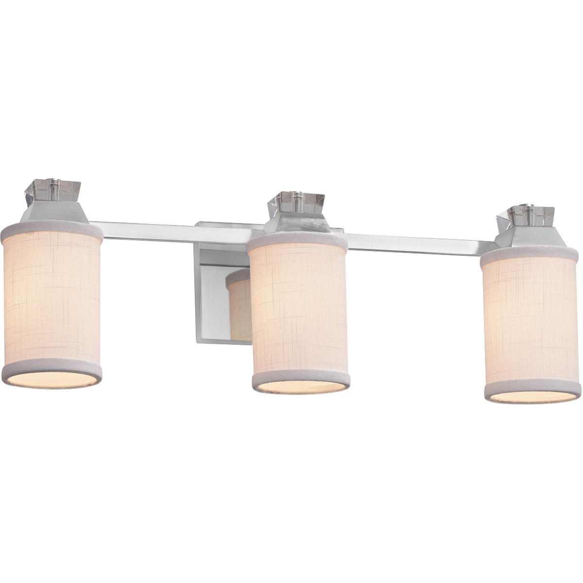 Justice Design FAB-8473-15-WHTE-CROM-LED3-2100 Textile LED 23 inch Polished Chrome Bath Bar Wall Light in 2100 Lm LED, White, Square with Flat Rim