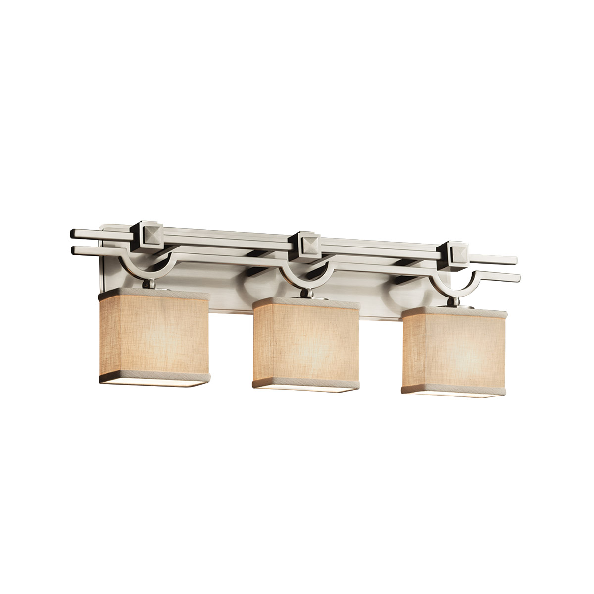 Justice Design FAB-8503-30-CREM-NCKL Textile 3 Light 29 inch Brushed Nickel Vanity Light Wall Light in Cream, Oval, Incandescent