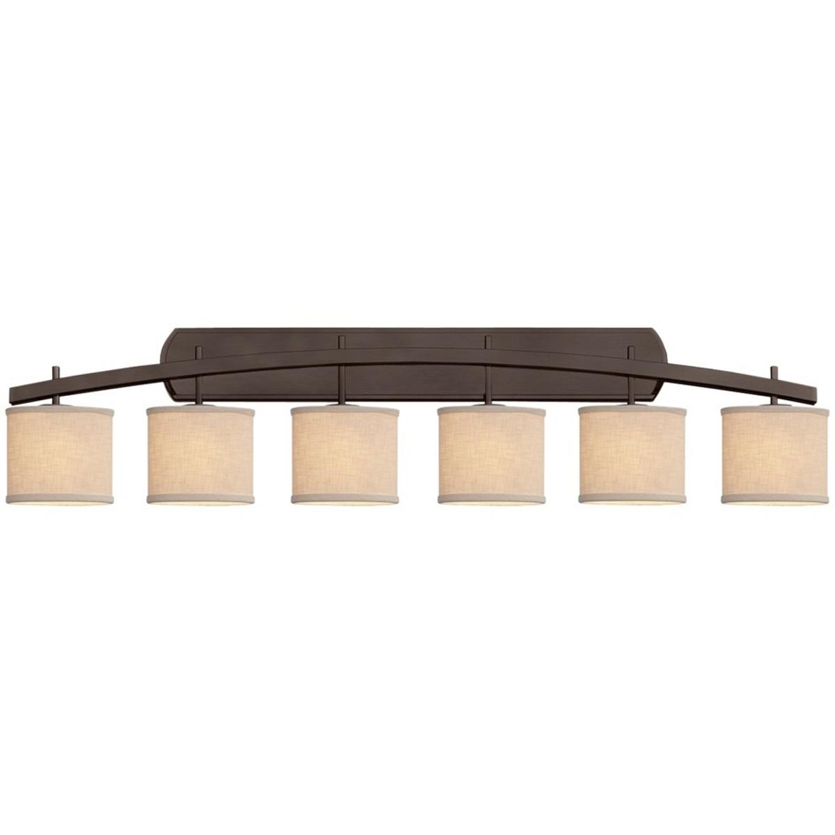 Justice Design FAB-8596-30-CREM-DBRZ Textile 6 Light 56.5 inch Dark Bronze Bath Bar Wall Light in Cream, Oval, Incandescent, Oval