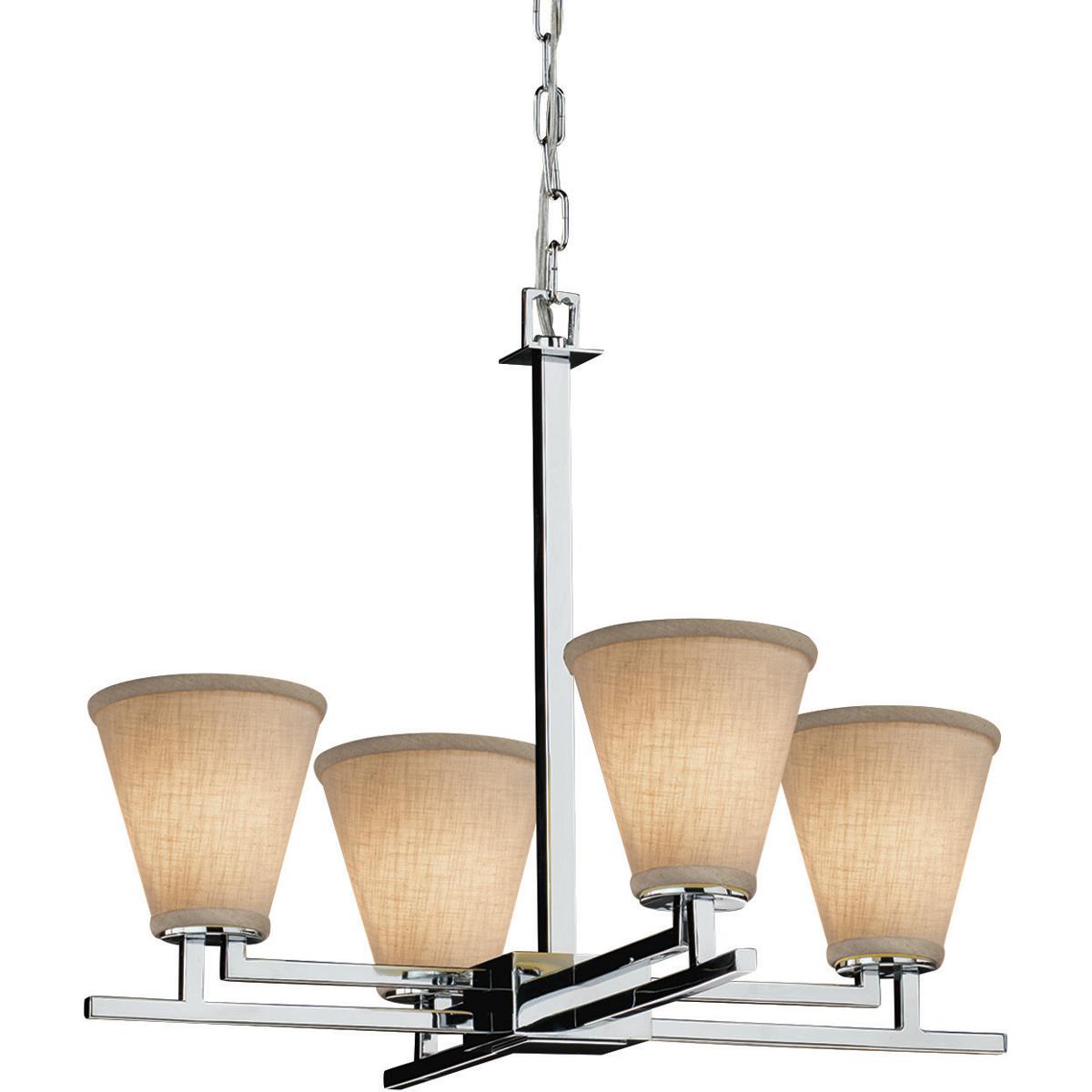 Justice Design FAB-8700-55-GRAY-NCKL Textile 23 inch Brushed Nickel Chandelier Ceiling Light in Rectangle, Incandescent, Gray