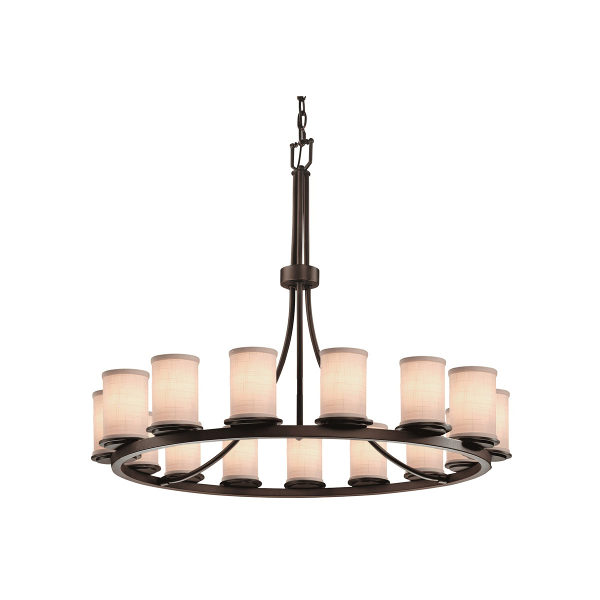 Justice Design FAB-8715-10-GRAY-MBLK Textile 42 inch Matte Black Chandelier Ceiling Light in Incandescent, Gray