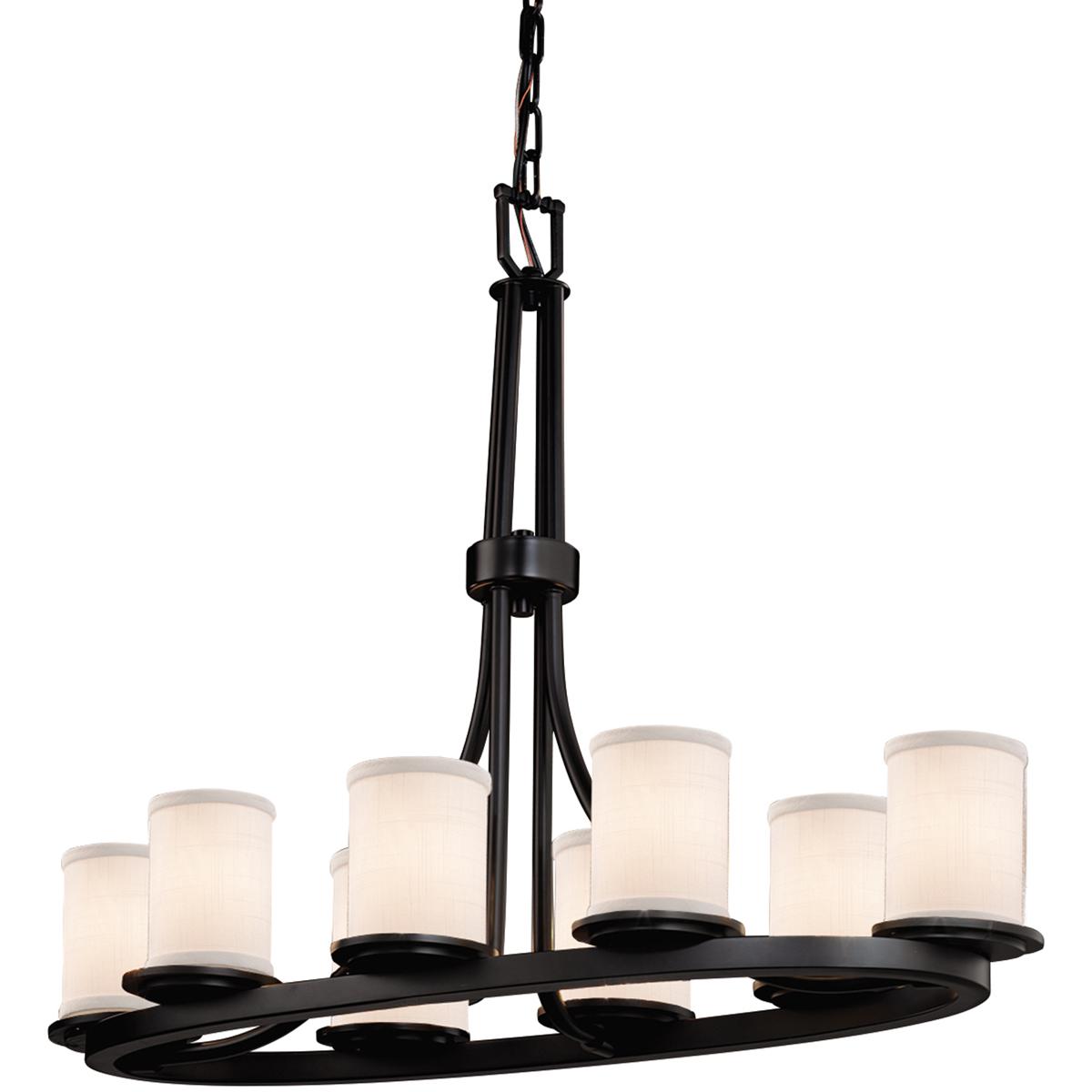 Justice Design FAB875110CREMNCKLLED85600 Textile LED 16 inch Brushed Nickel Chandelier Ceiling Light in Cream 5600 Lm LED