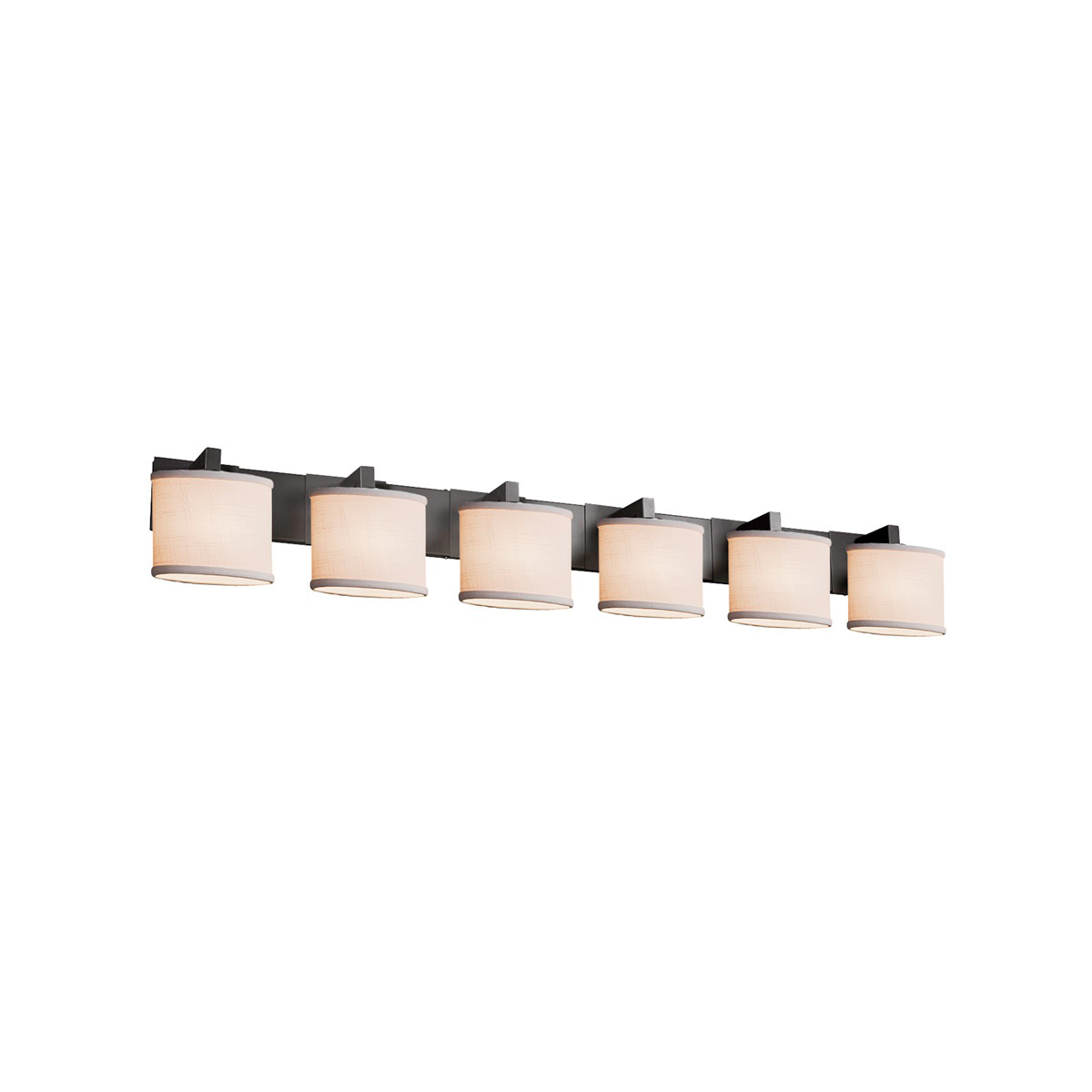 Justice Design FAB-8926-30-WHTE-NCKL Textile 6 Light 56.5 inch Brushed Nickel Vanity Light Wall Light in White, Oval, Incandescent