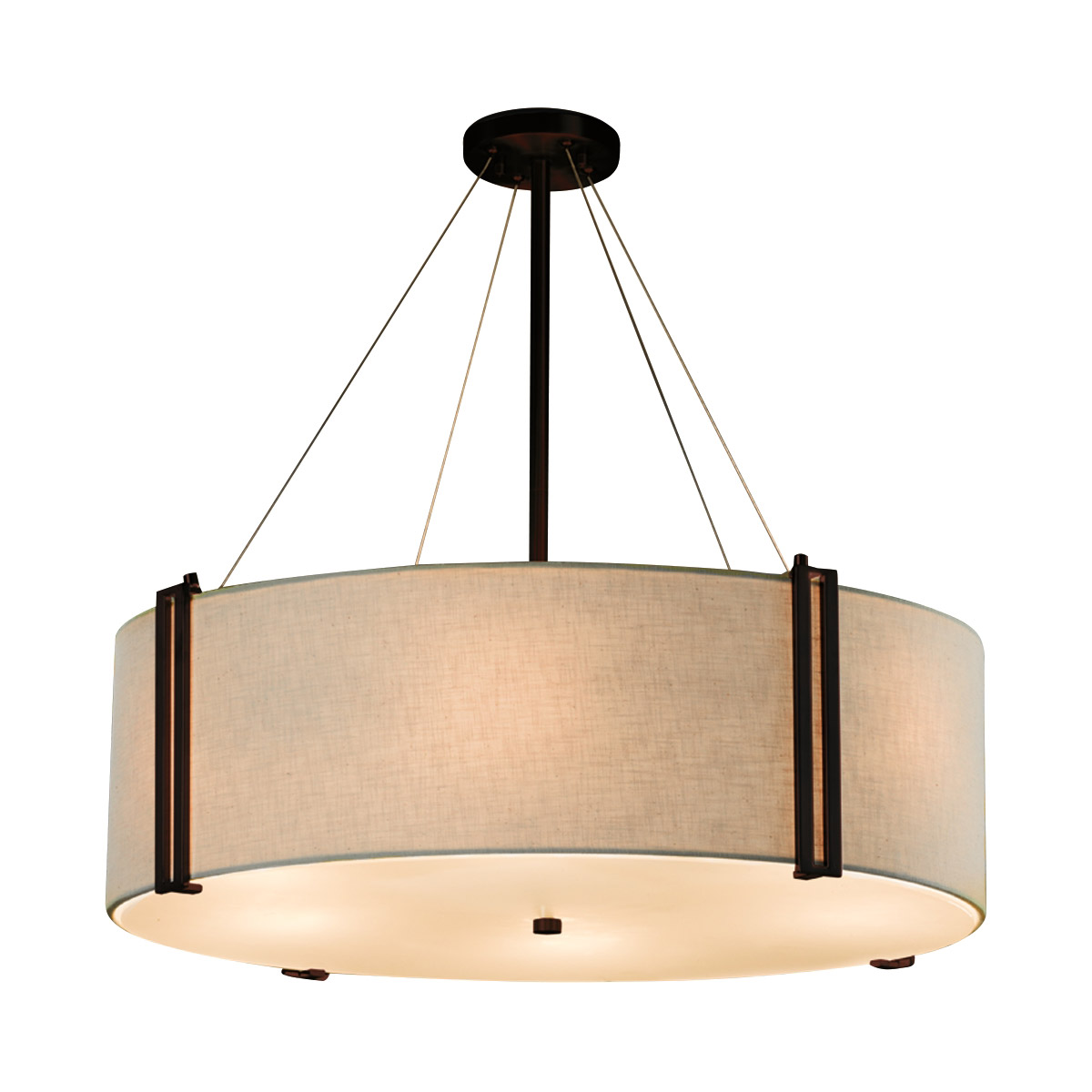 Justice Design FAB9514WHTEMBLKLED85600 Textile LED 365 inch Matte Black Drum Pendant Ceiling Light in White 5600 Lm LED