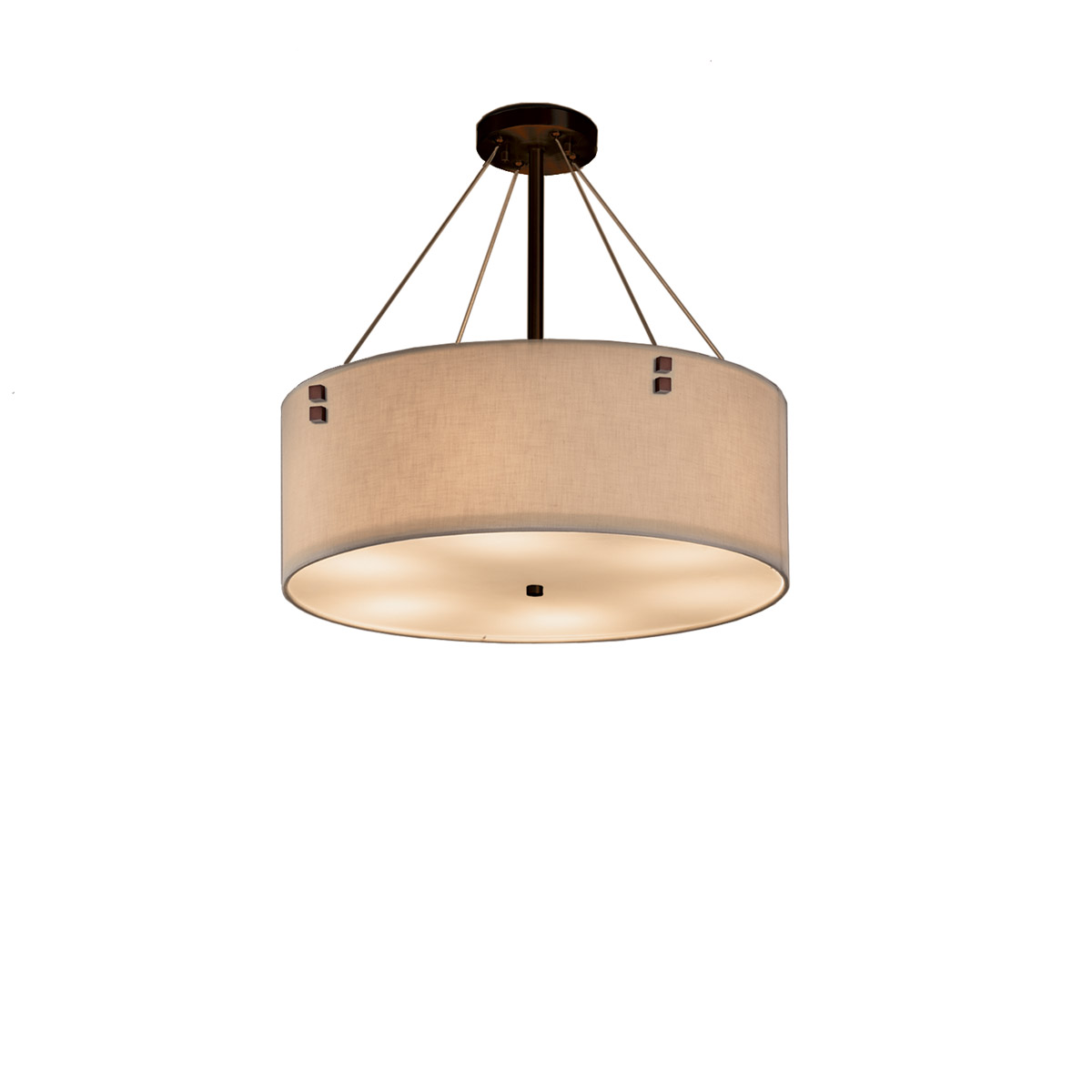 Justice Design FAB-9531-GRAY-NCKL-F3 Textile 18 inch Brushed Nickel Pendant Ceiling Light in Pair of Square with Points, Incandescent, Gray