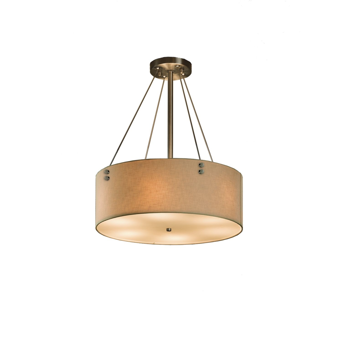 Justice Design FAB-9531-CREM-NCKL-F1-LED4-2800 Textile LED 18 inch Brushed Nickel Pendant Ceiling Light in 2800 Lm LED, Pair of Cylinders, Cream