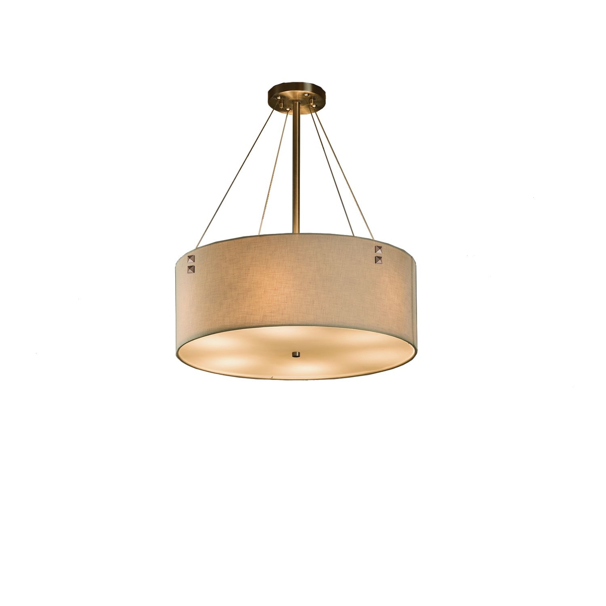 Justice Design FAB-9531-CREM-NCKL-F3-LED4-2800 Textile LED 18 inch Brushed Nickel Pendant Ceiling Light in 2800 Lm LED, Pair of Square with Points, Cr