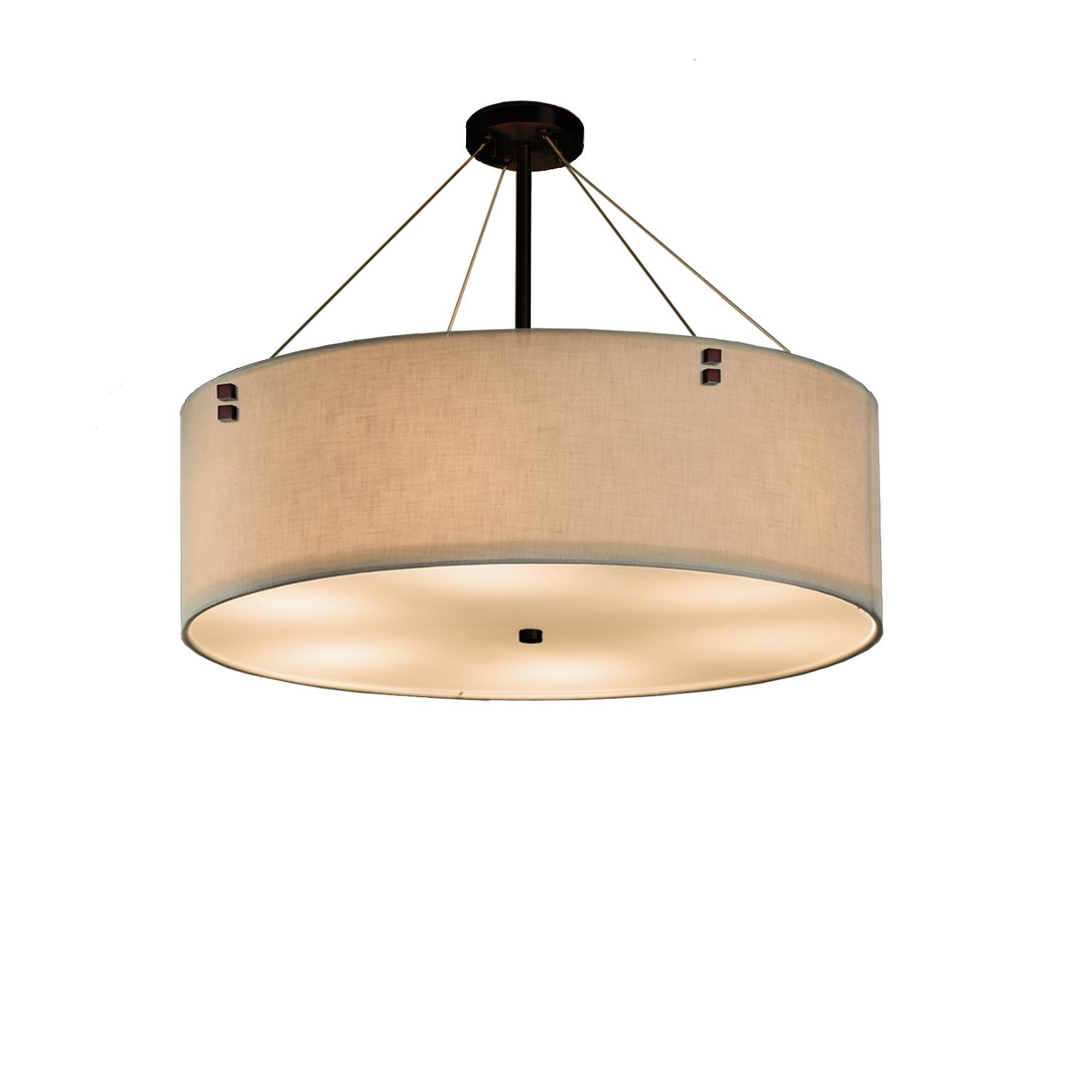 Justice Design FAB9534CREMDBRZF2LED85600 Textile LED 36 inch Dark Bronze Pendant Ceiling Light in Pair of Squares Cream 5600 Lm LED