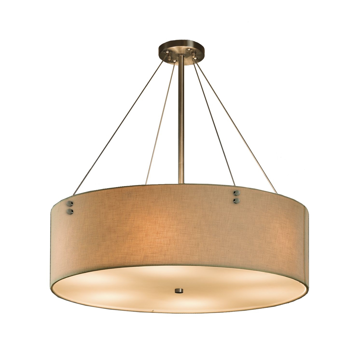 Justice Design FAB9534CREMNCKLF1LED85600 Textile LED 36 inch Brushed Nickel Pendant Ceiling Light in Pair of Cylinders Cream 5600 Lm LED
