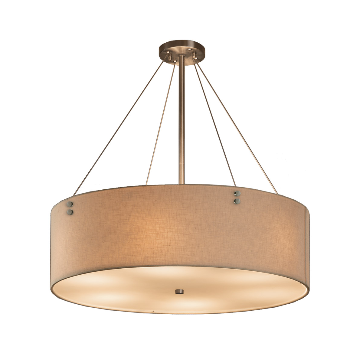 Justice Design FAB-9534-CREM-NCKL-F1 Textile 8 Light 21 inch Brushed Nickel Drum Pendant Ceiling Light in Pair of Cylinders, Cream, Incandescent
