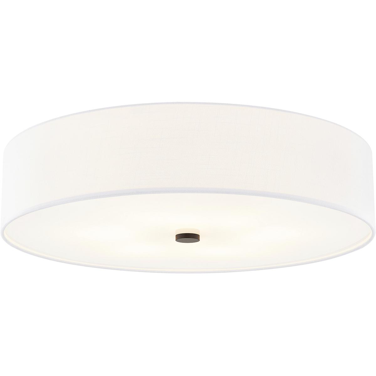 Justice Design FAB-9733-WHTE-MBLK Textile Collection 6 Light 30 inch Matte Black Flush Mount Ceiling Light in White, Classic Family