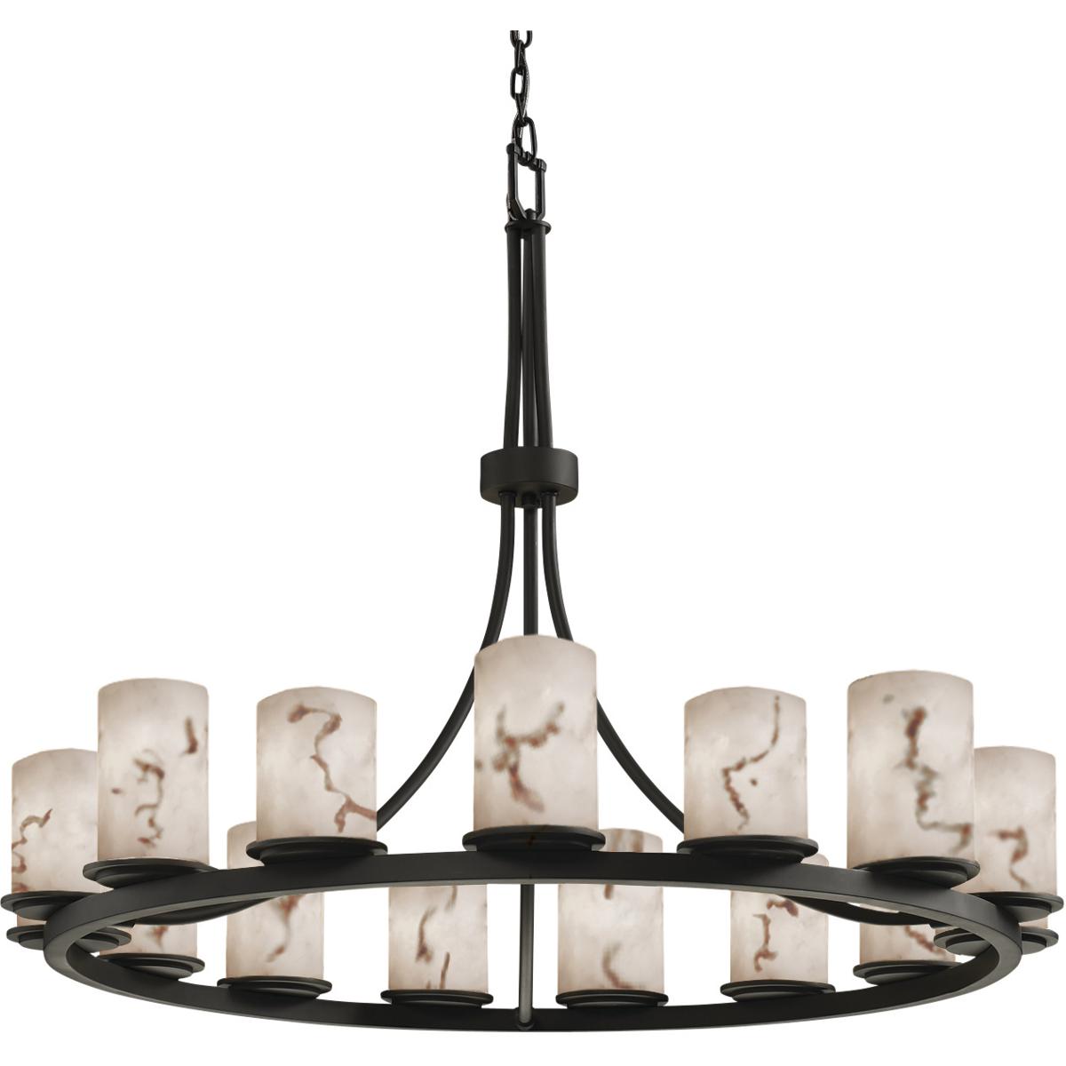Justice Design FAL-8715-10-MBLK-LED15-10500 Lumenaria LED 42 inch Matte Black Chandelier Ceiling Light in Cylinder with Flat Rim, 10500 Lm LED