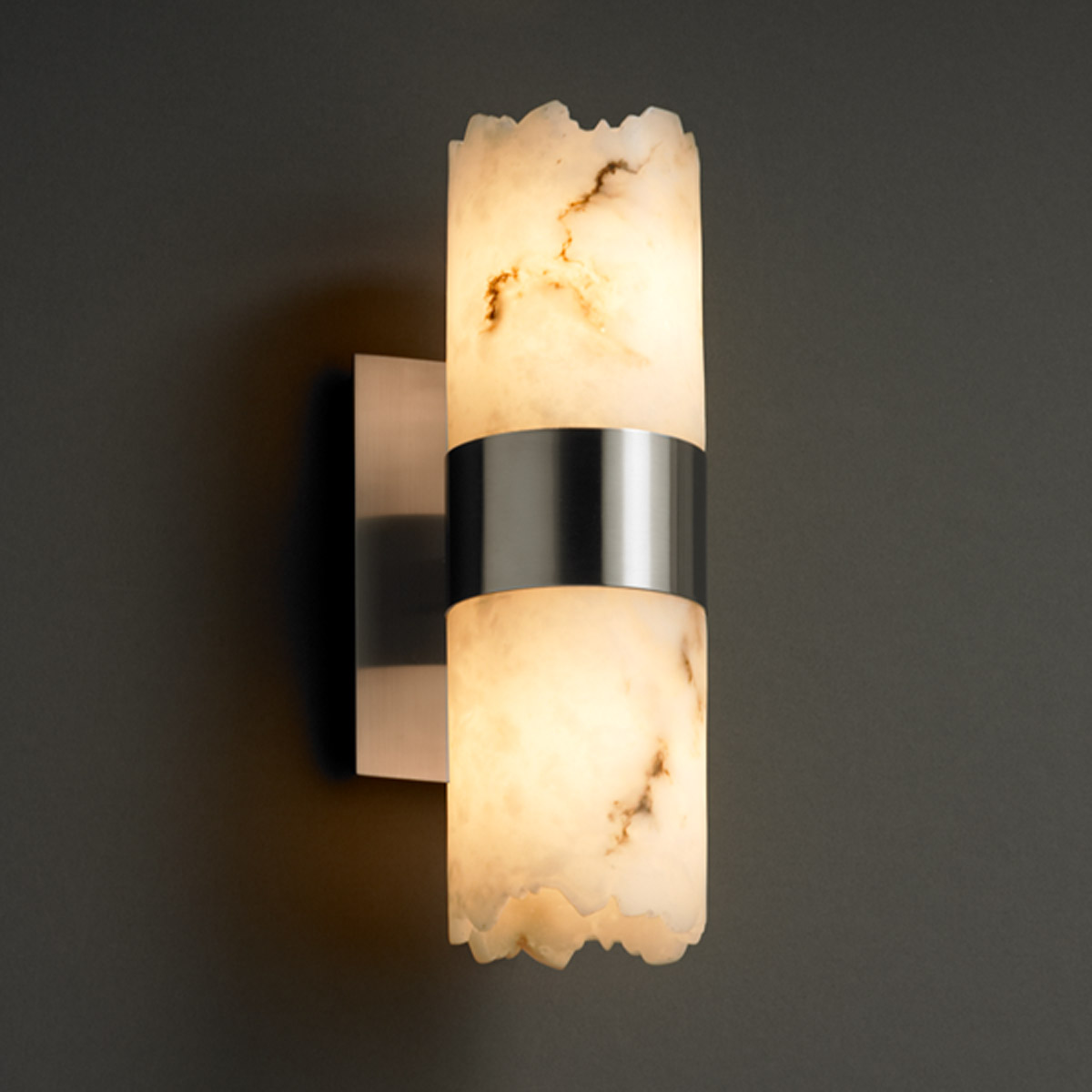 Justice Design FAL876212NCKL Lumenaria Wall Sconce Wall Light in Brushed Nickel Cylinder with Broken Rim Incandescent