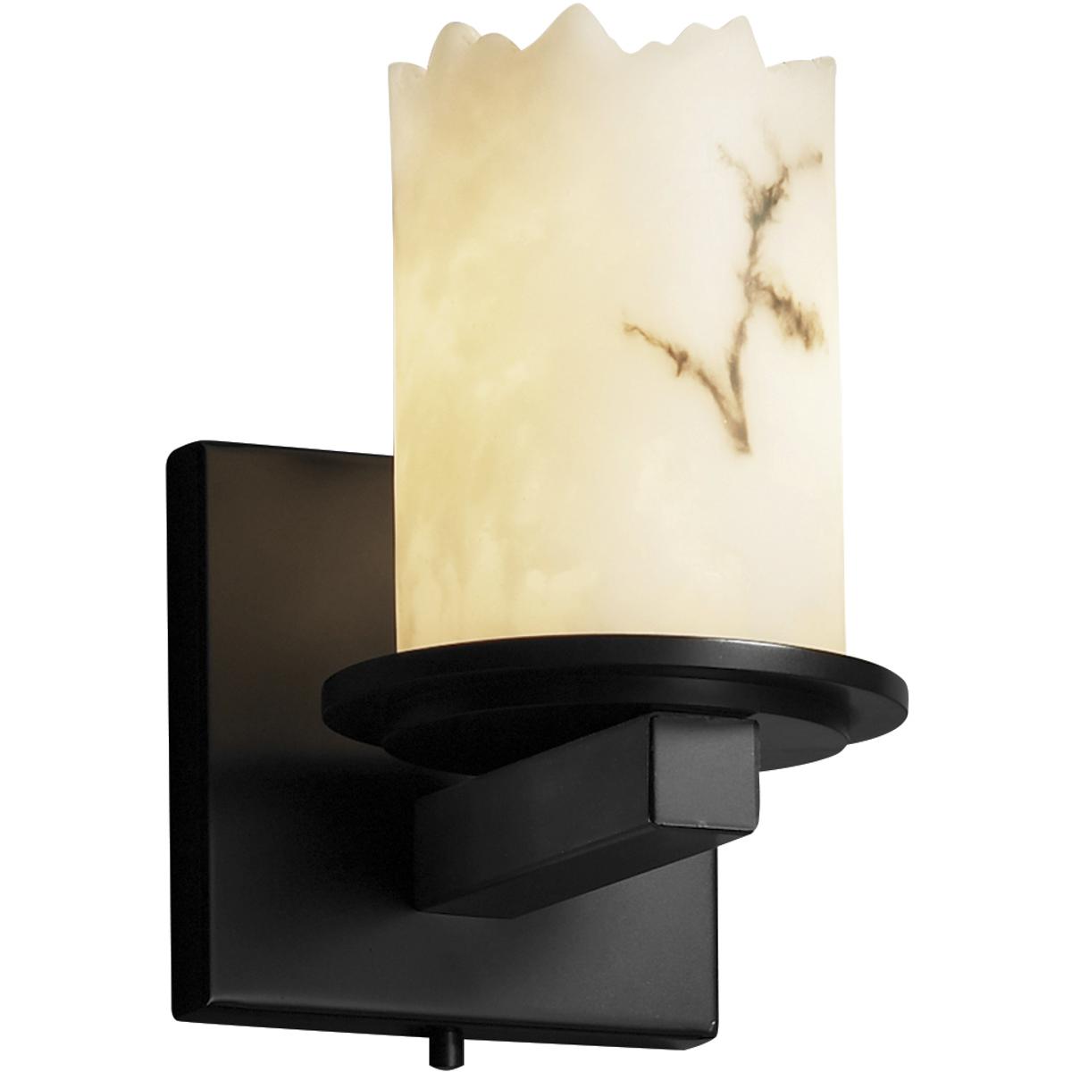 Justice Design FAL877112MBLK Lumenaria Wall Sconce Wall Light in Matte Black Cylinder with Broken Rim Incandescent