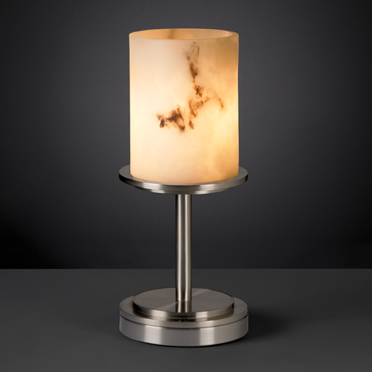 Justice Design FAL-8798-10-NCKL Lumenaria 12 inch 60 watt Brushed Nickel Table Lamp Portable Light in Cylinder with Flat Rim, Incandescent
