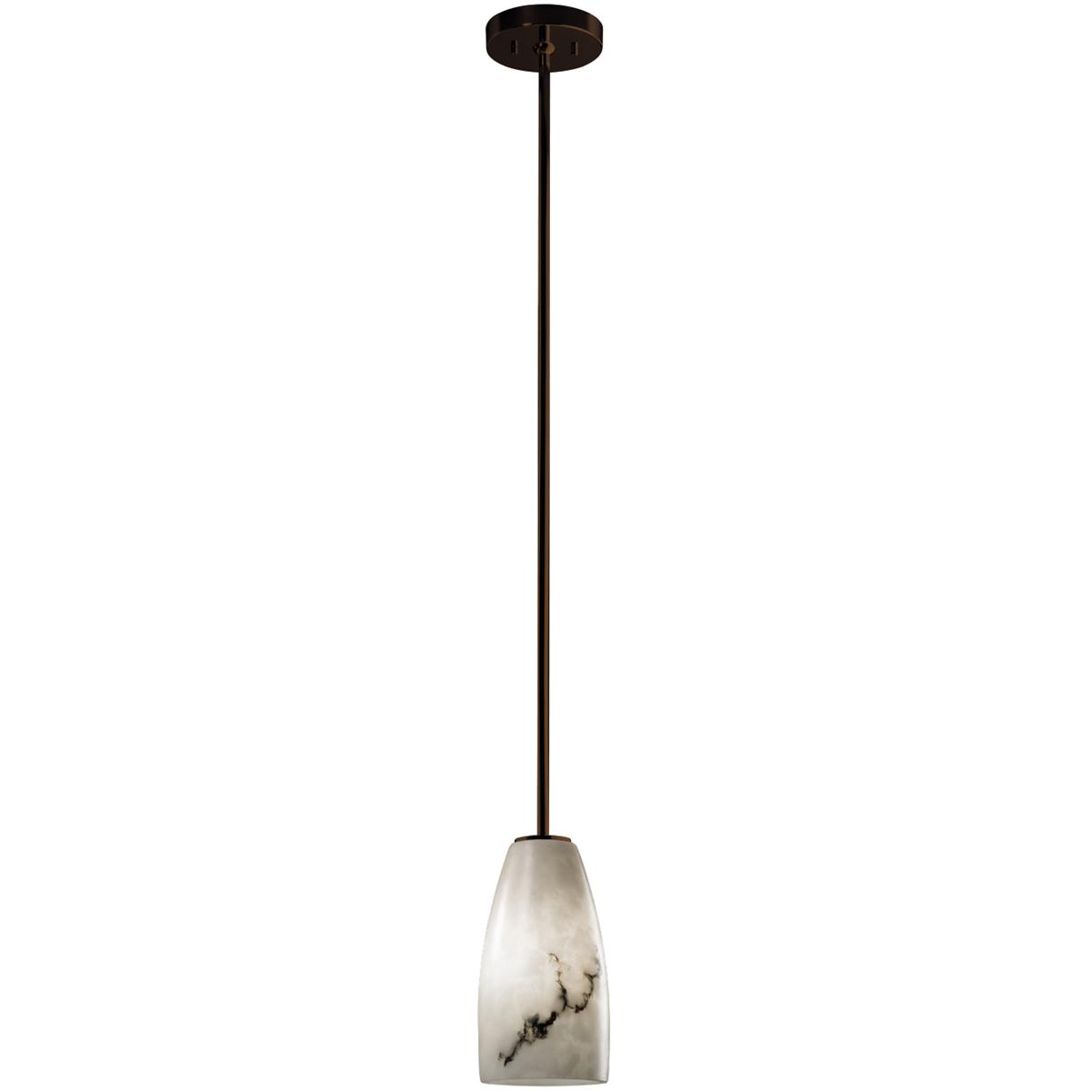 Justice Design FAL-8816-28-DBRZ-LED1-700 LumenAria 4 inch Dark Bronze Pendant Ceiling Light in White Cord, Tall Tapered Cylinder, 1000 Lm LED