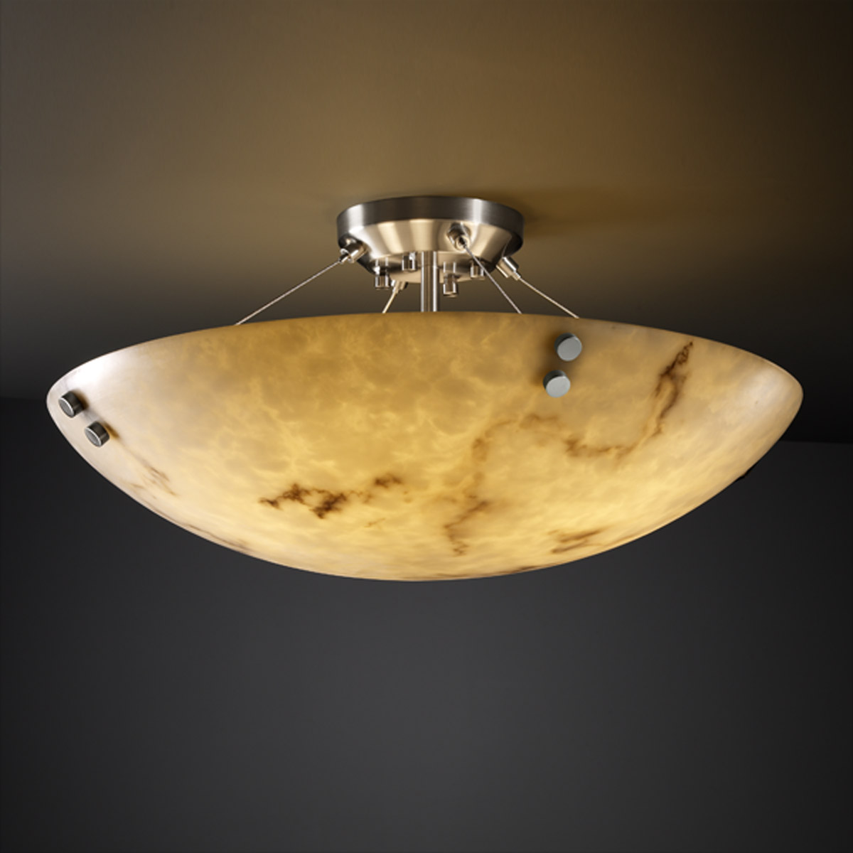 Justice Design FAL-9651-35-NCKL-F3-LED3-3000 LumenAria 3 Light 21 inch Brushed Nickel Semi Flush Ceiling Light in 3000 Lm LED, Pair of Square with Poi
