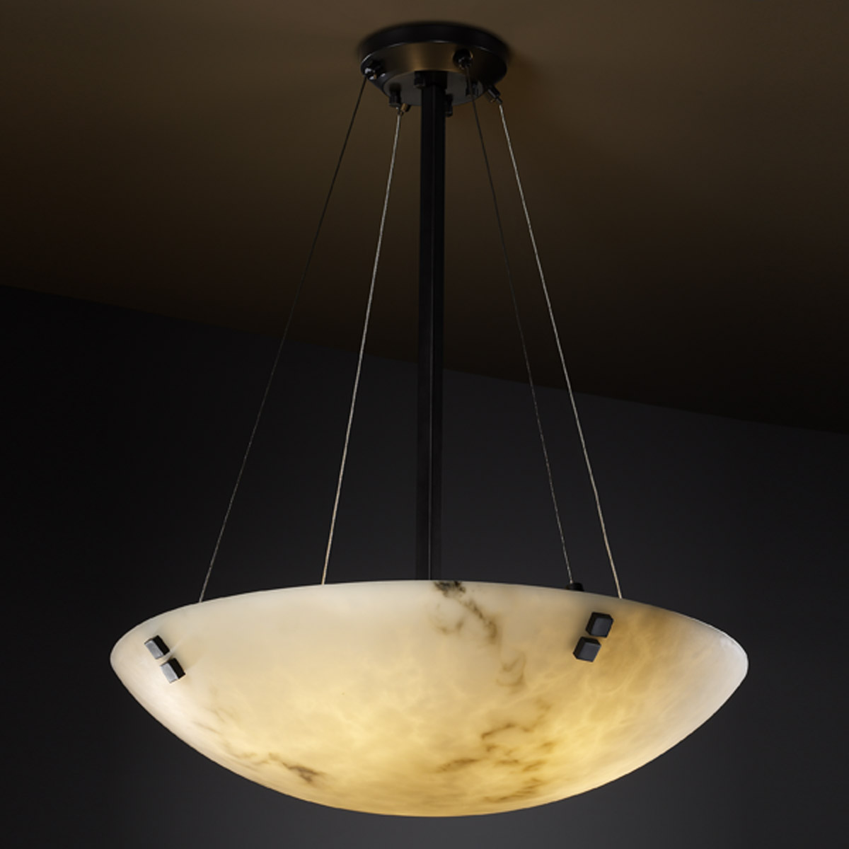 Justice Design FAL-9661-35-MBLK-F2 Lumenaria 3 Light Matte Black Pendant Bowl Ceiling Light in Pair of Squares, Round Bowl, Incandescent