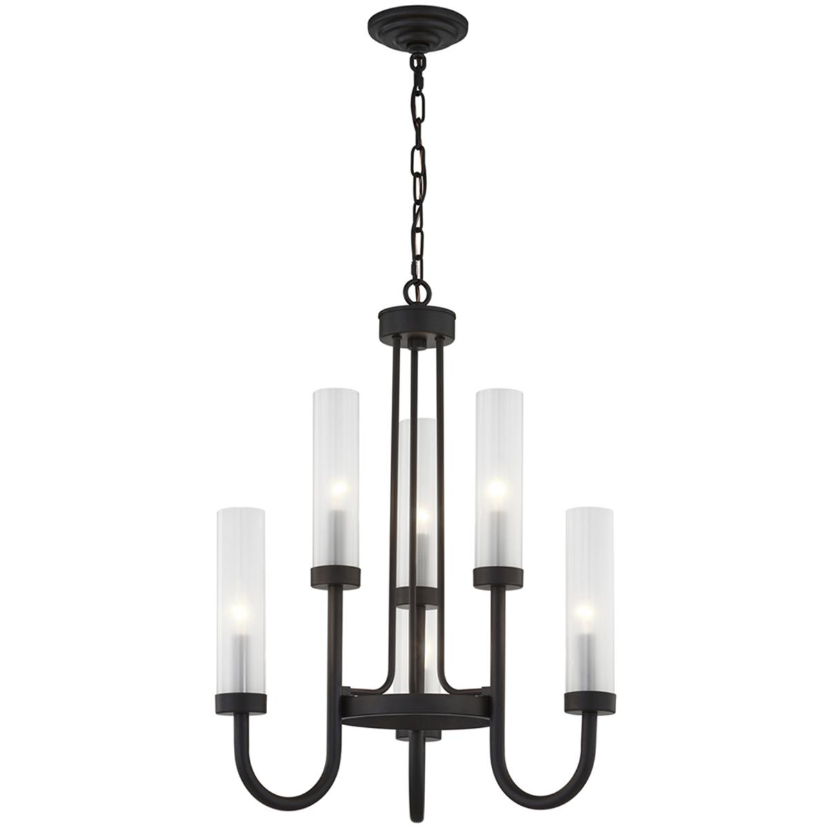 Justice Design FSN-4343-CLFR-MBLK Anchor 6 Light 22.5 inch Matte Black Chandelier Ceiling Light