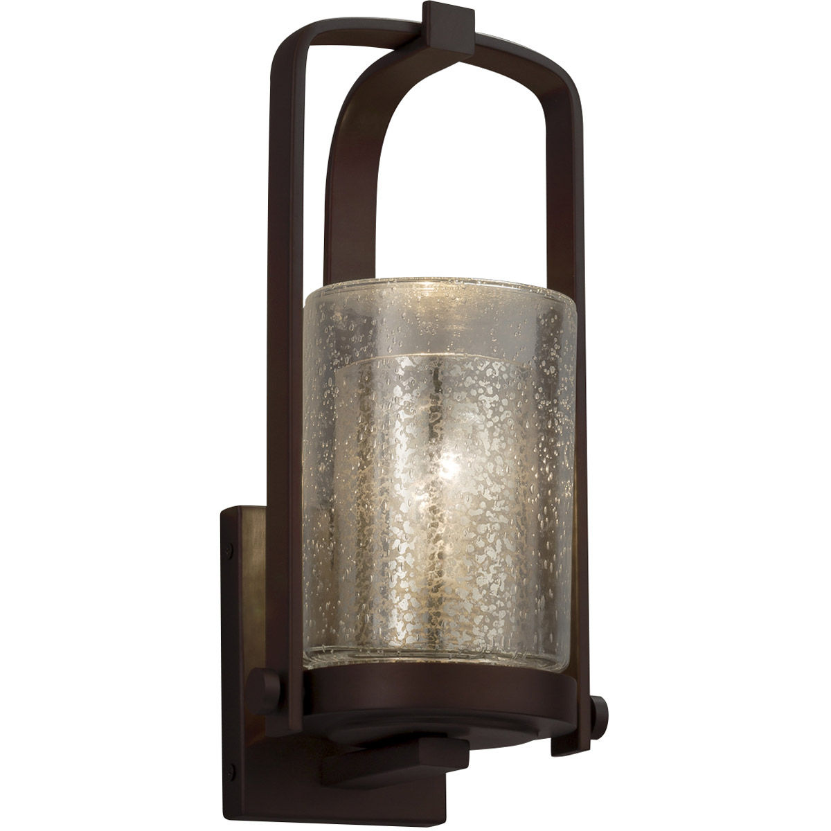 Justice Design FSN-7581W-10-ALMD-MBLK Fusion 1 Light 12.5 inch Matte Black Outdoor Wall Sconce in Incandescent, Almond Fusion