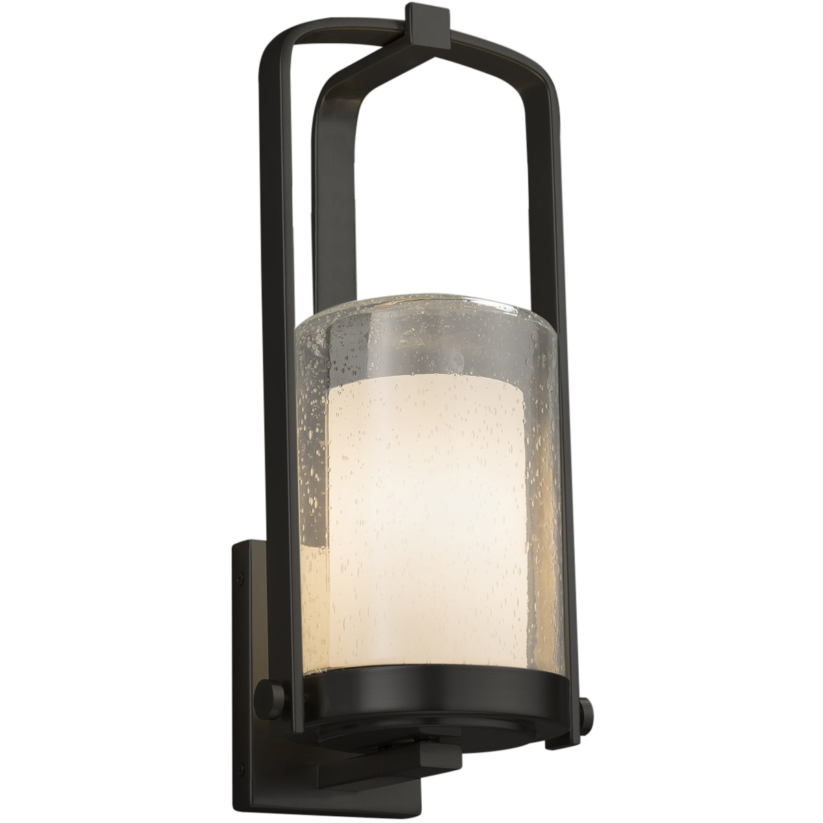 Justice Design FSN-7581W-10-OPAL-MBLK Fusion 1 Light 12.5 inch Matte Black Outdoor Wall Sconce in Incandescent, Opal Fusion