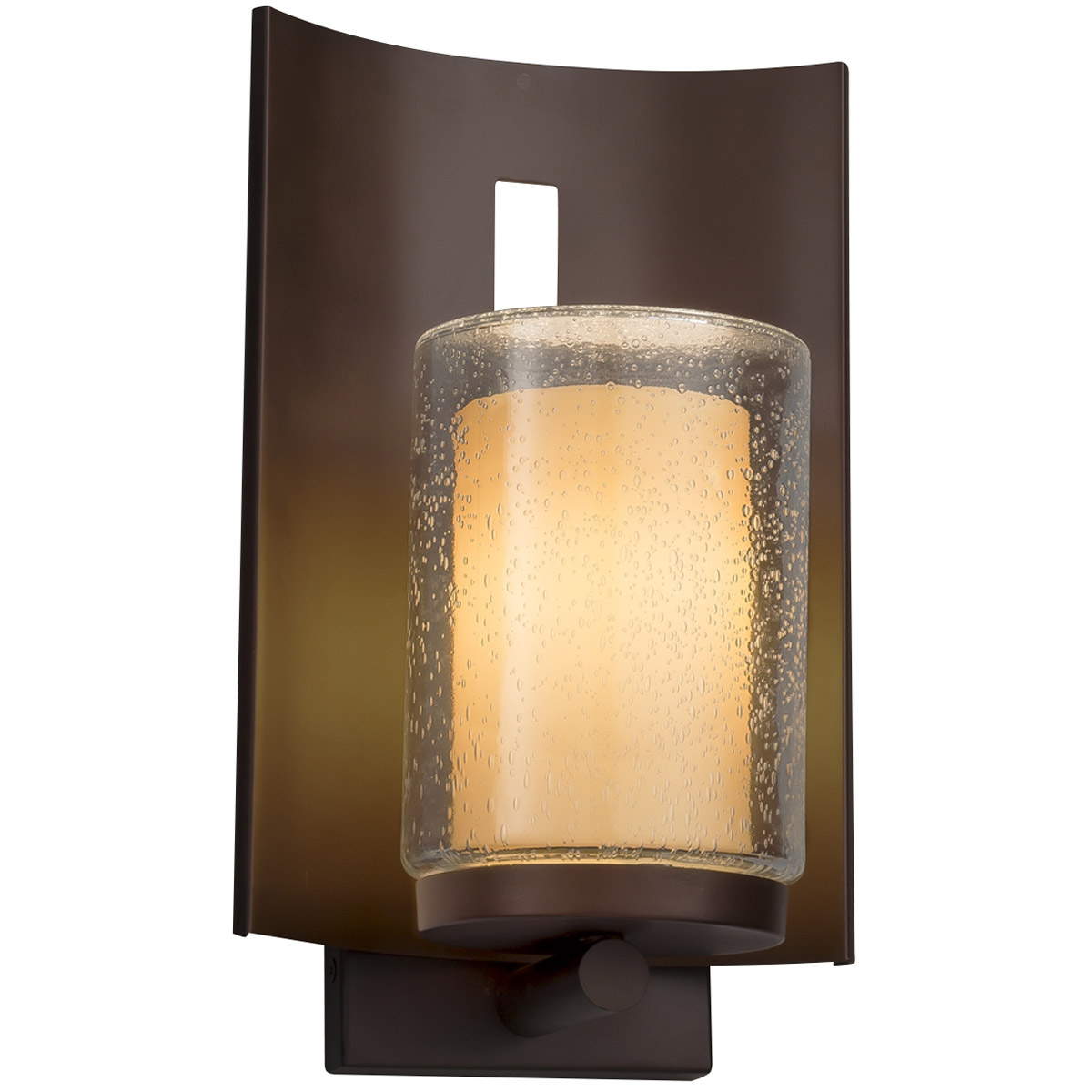 Justice Design FSN-7591W-10-SEED-DBRZ Fusion Wall Sconce Wall Light in Dark Bronze, Incandescent, Seeded Fusion