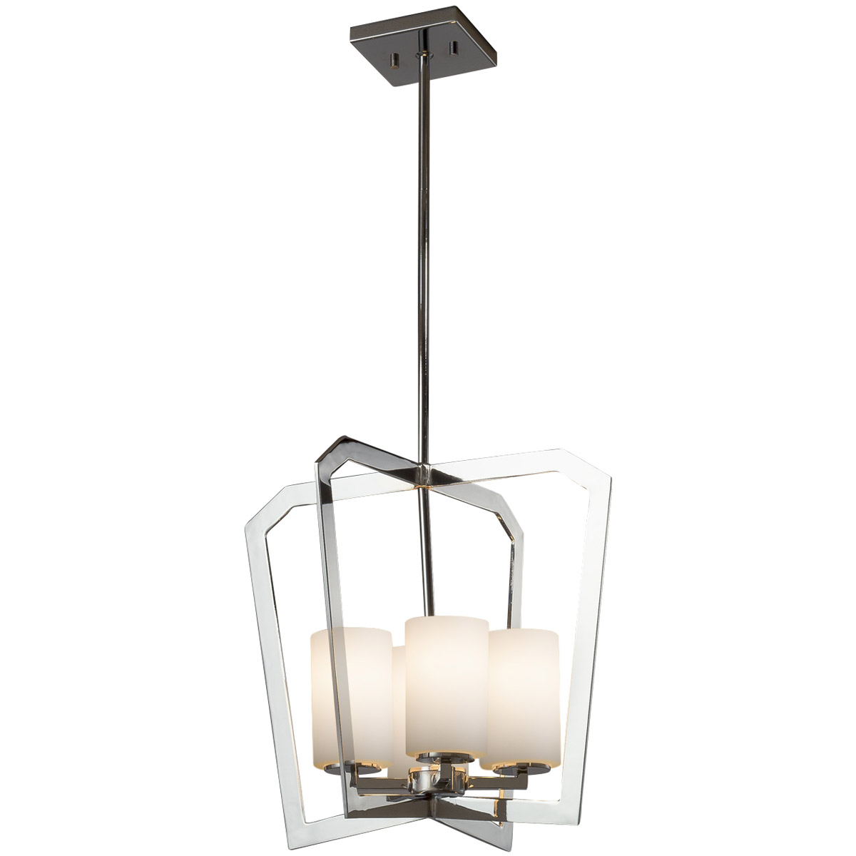 Justice Design FSN-8014-10-OPAL-CROM Fusion 4 Light 18 inch Chandelier Ceiling Light in Polished Chrome, Opal, Incandescent