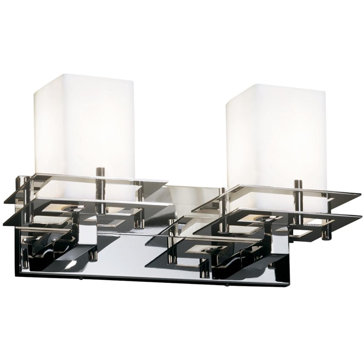 Justice Design FSN-8172-15-OPAL-NCKL-LED2-1400 Fusion LED 16.5 inch Brushed Nickel Bath Bar Wall Light in 1400 Lm LED, Square with Flat Rim, Opal Fusi